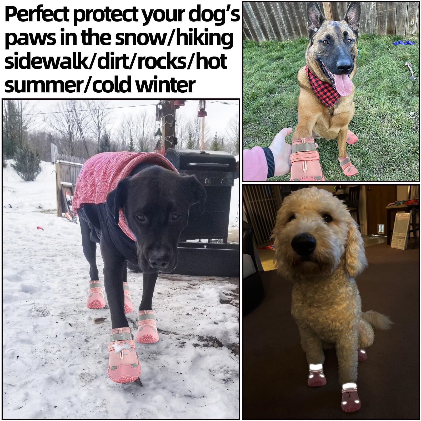 jzxoiva zapatos para perros con alta visibilidad y correas reflectantes