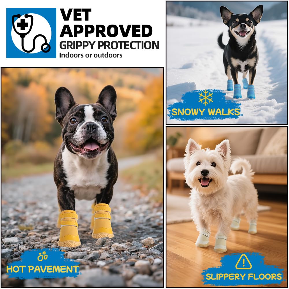 Zapatos JZXOIVA para perros pequeños con tiras reflectantes para paseos nocturnos.