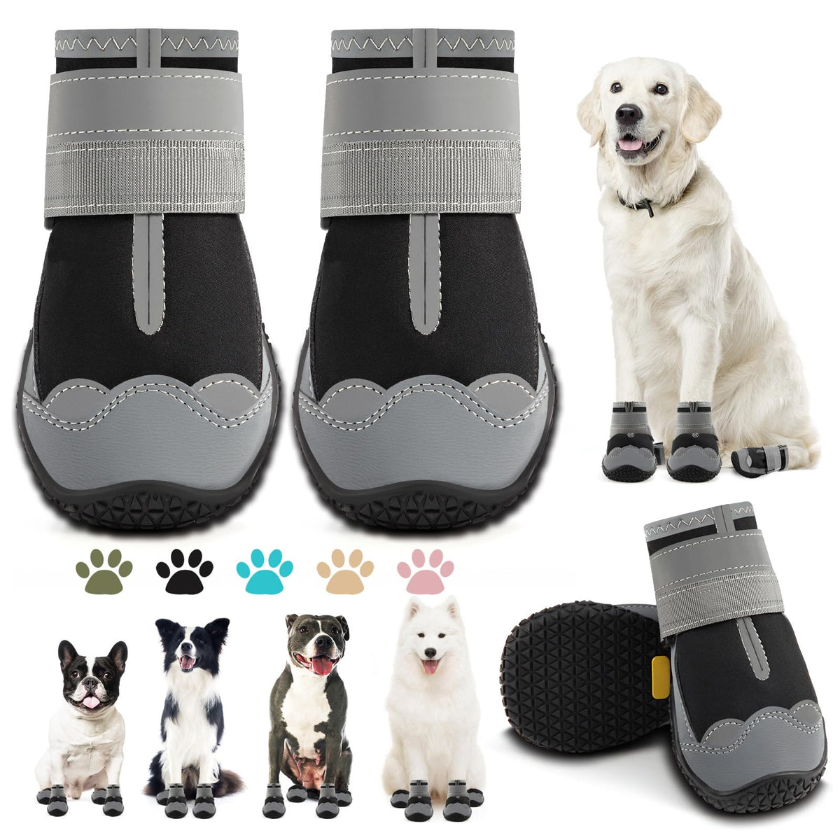 Zapatos para perros JZXOIVA tamaño 5, frontal: protegen patas en pavimentos duros.