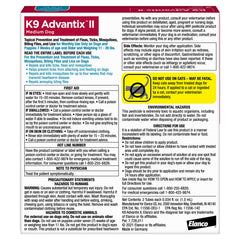 Aplicación tópica de K9 Advantix II en la piel para protección rápida.