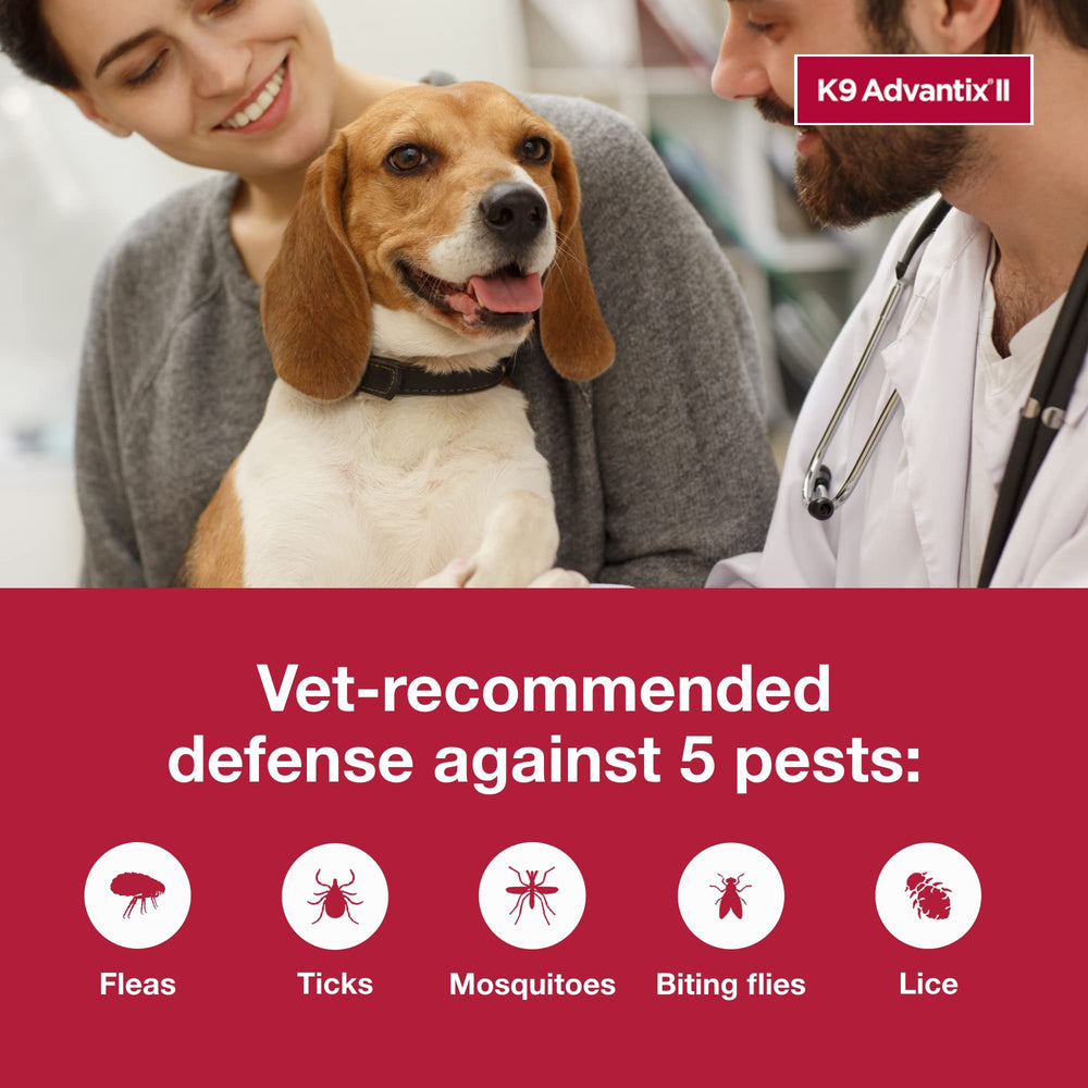 K9 Advantix II, pack de cuatro dosis para planes mensuales.