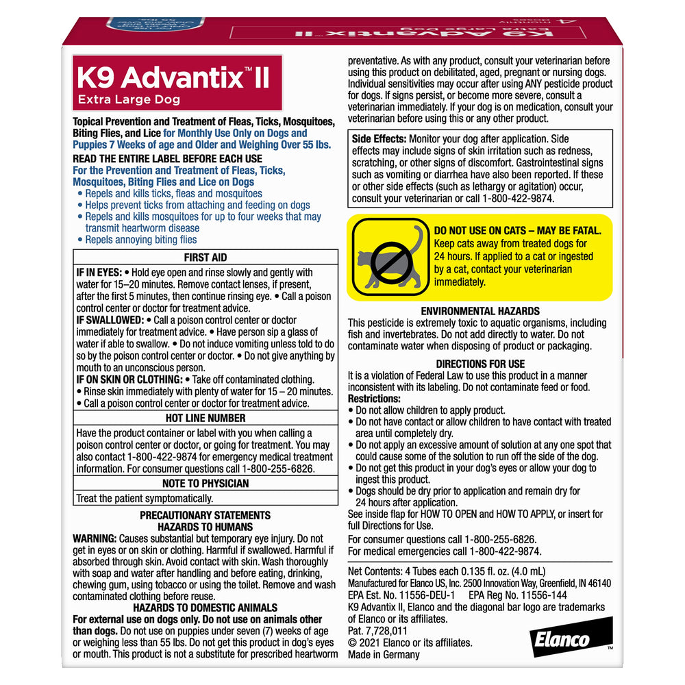 K9 Advantix II XL: envase de aplicación tópica para uso cómodo.