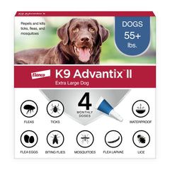 K9 Advantix II XL: aplicación en perro para protección contra pulgas.