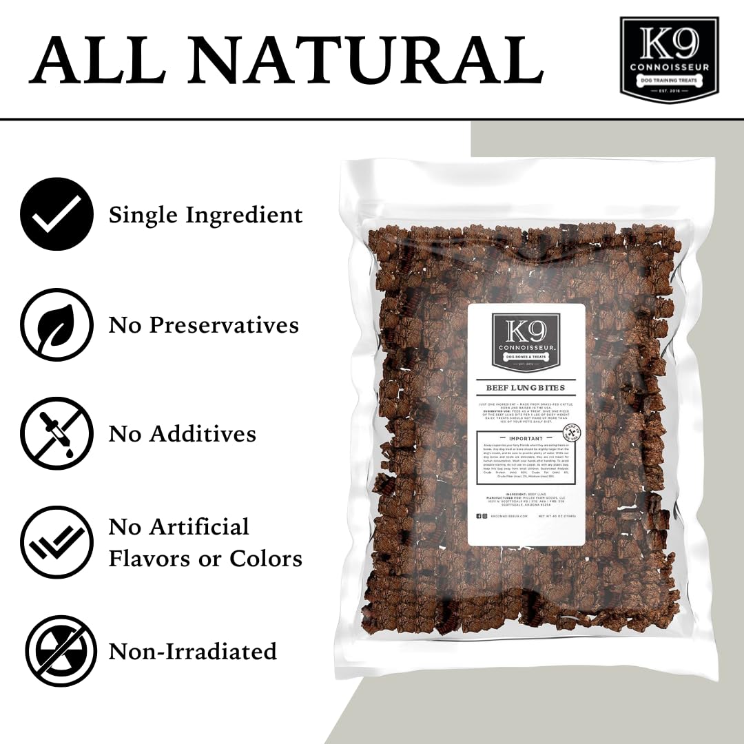 K9 Connoisseur ingrediente único pulmon-res - snack lean para perros de todas las razas.