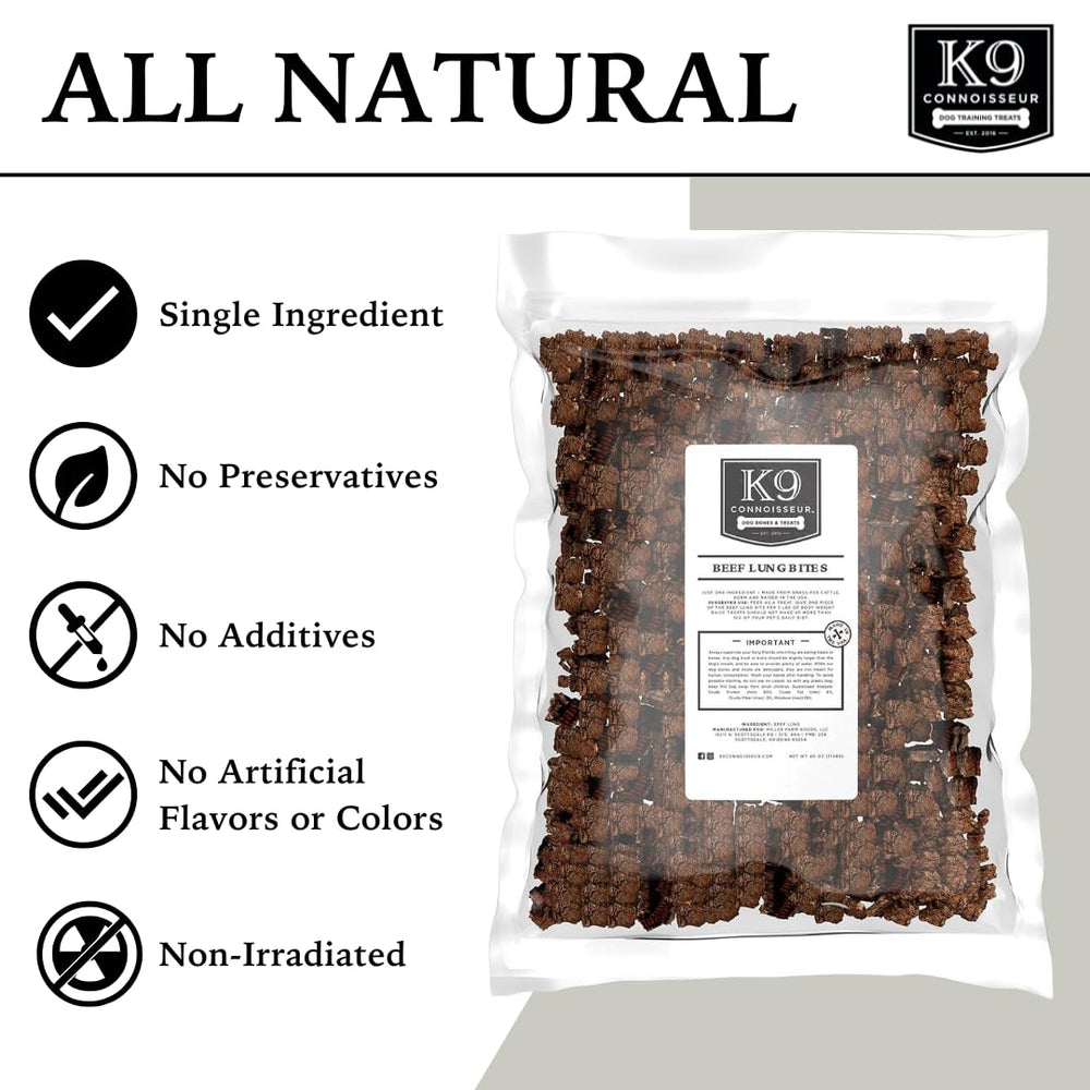 K9 Connoisseur ingrediente único pulmon-res - snack lean para perros de todas las razas.