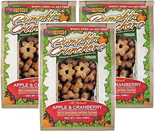 K9 Granola Factory crujientes de calabaza y manzana para perro, snack sabroso y nutritivo para entrenamientos.