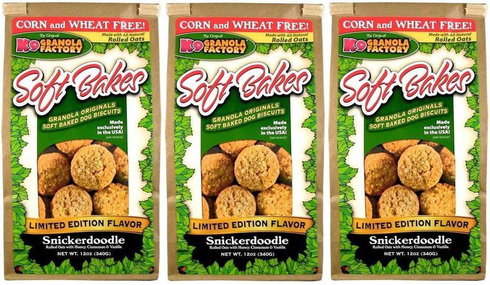 K9 Granola Factory galletas suaves Snickerdoodle para perros, ideales para perros mayores con dientes sensibles