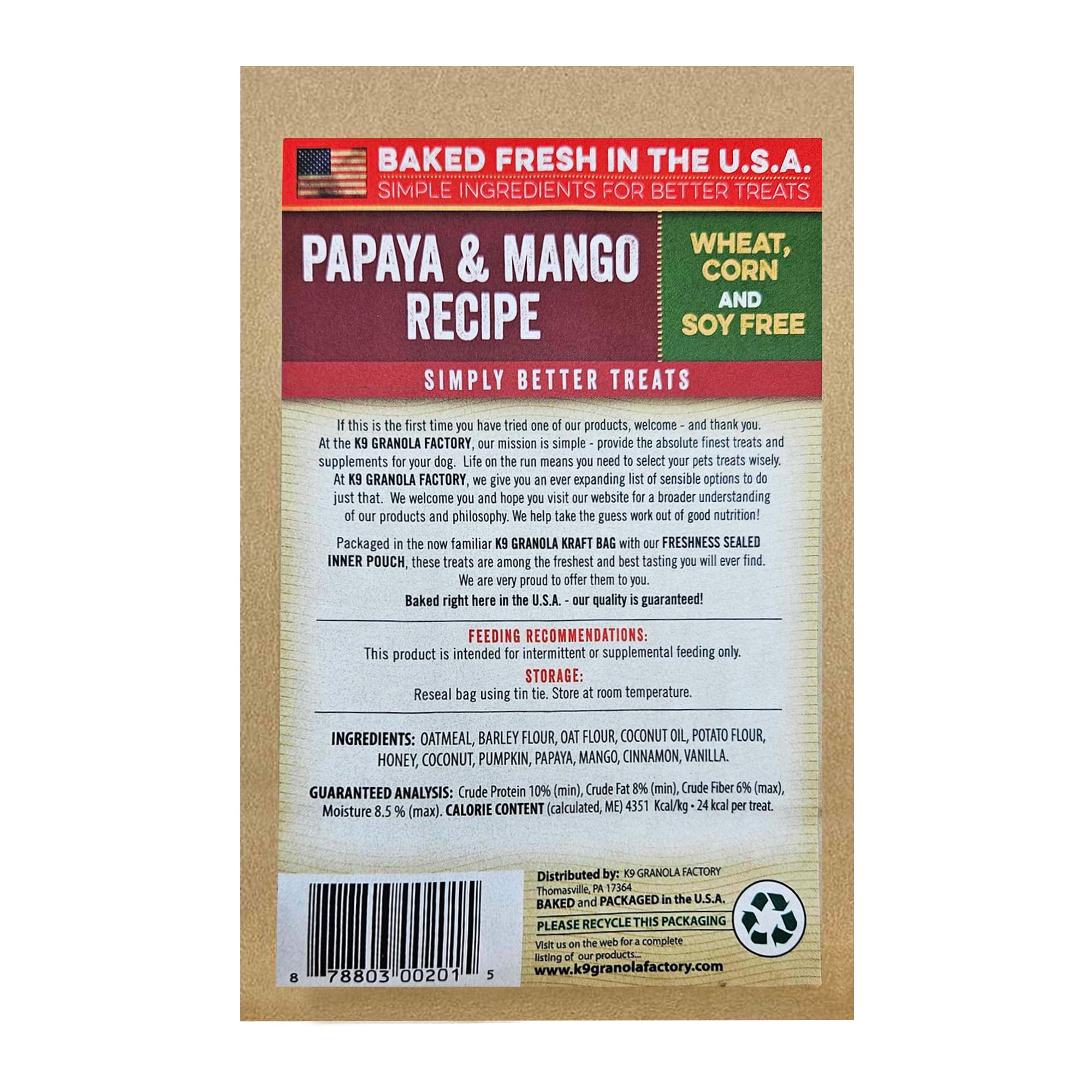 K9 Granola Factory Papaya Mango Coco Crunchers: trozo-crujiente ideal para premiar sin culpa