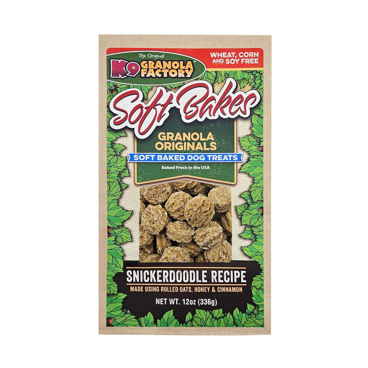 K9 Granola Factory Snickerdoodle, empaque práctico para compartir durante el paseo.