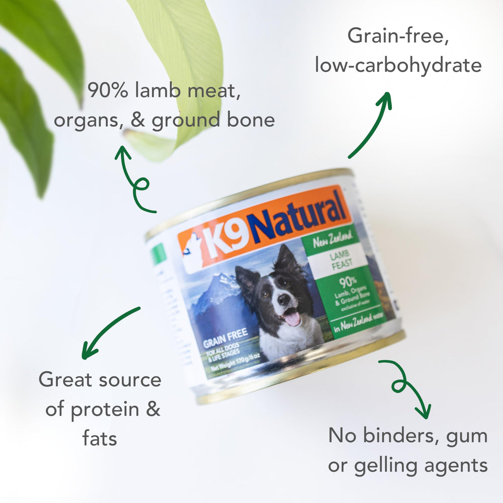 K9 Natural banquete cordero pate, ingredientes clave sin granos para nutrición equilibrada