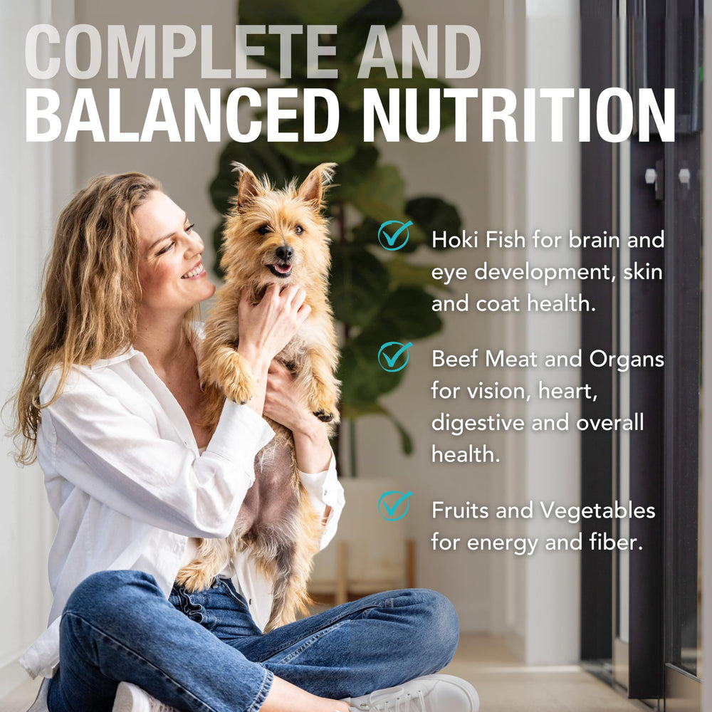 K9 Natural banquete hoki-ternera, alto en proteinas, apoyo diario de energia.