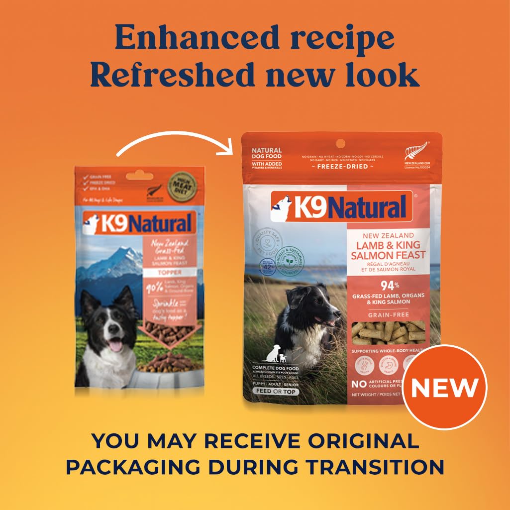 K9 Natural espolvoreado sobre la comida del perro para mejorar el sabor.