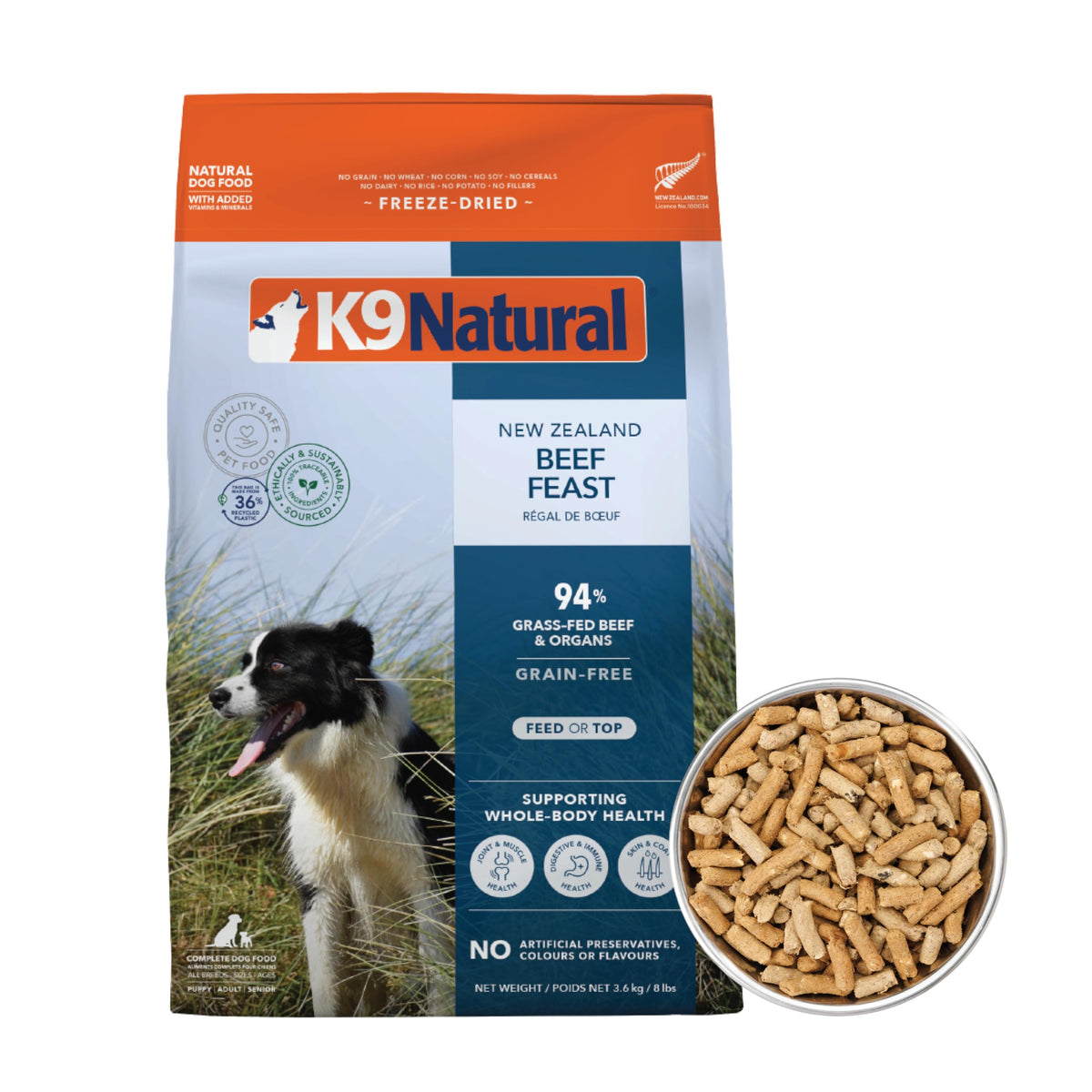 K9 Natural res sin granos en liofilizado, paquete de 8 libras para perros