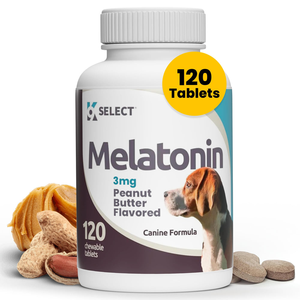 Tabletas de K9 Select melatonina de 3 mg para calma en perros medianos.