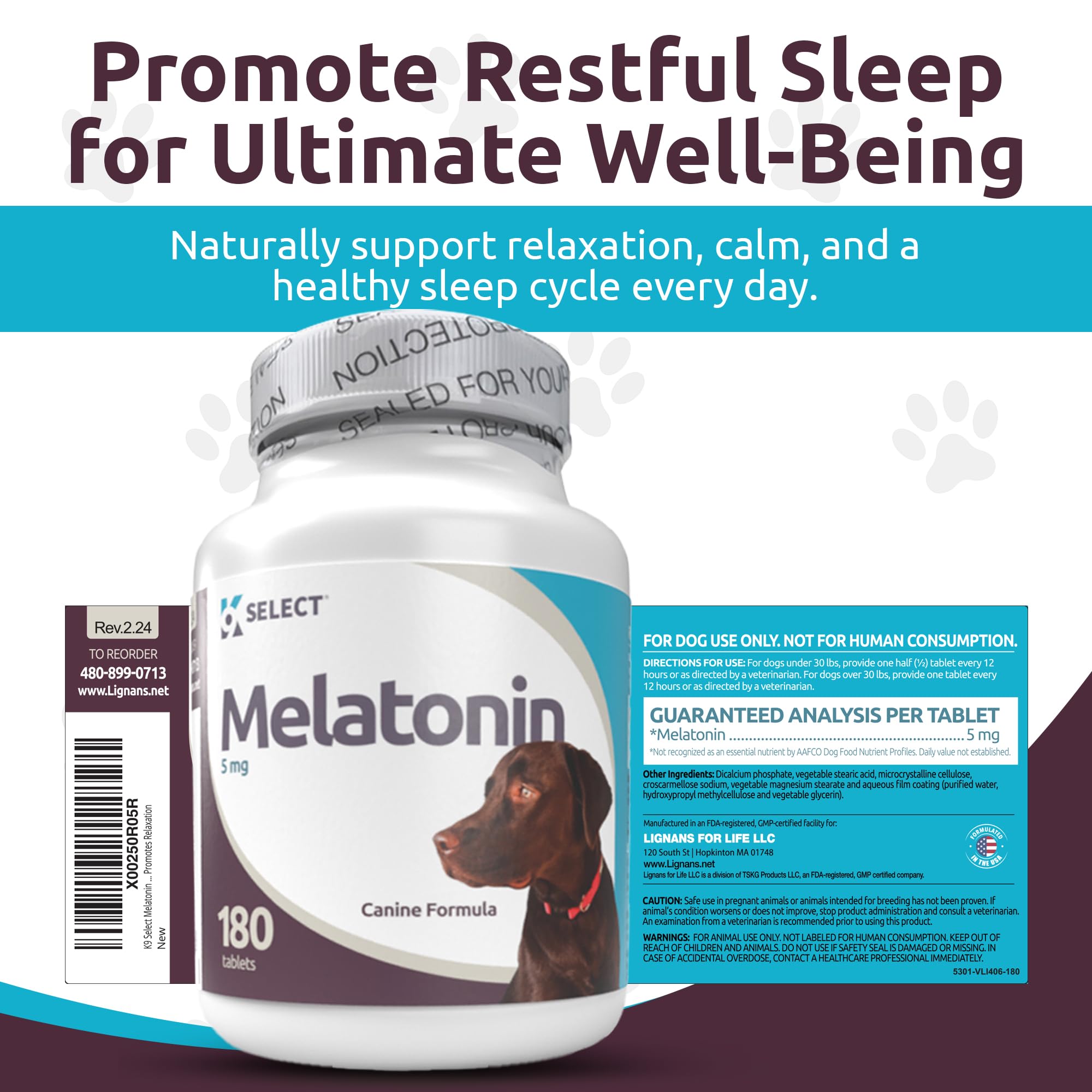 Premio natural de melatonina para perros de K9 Select, sabor agradable