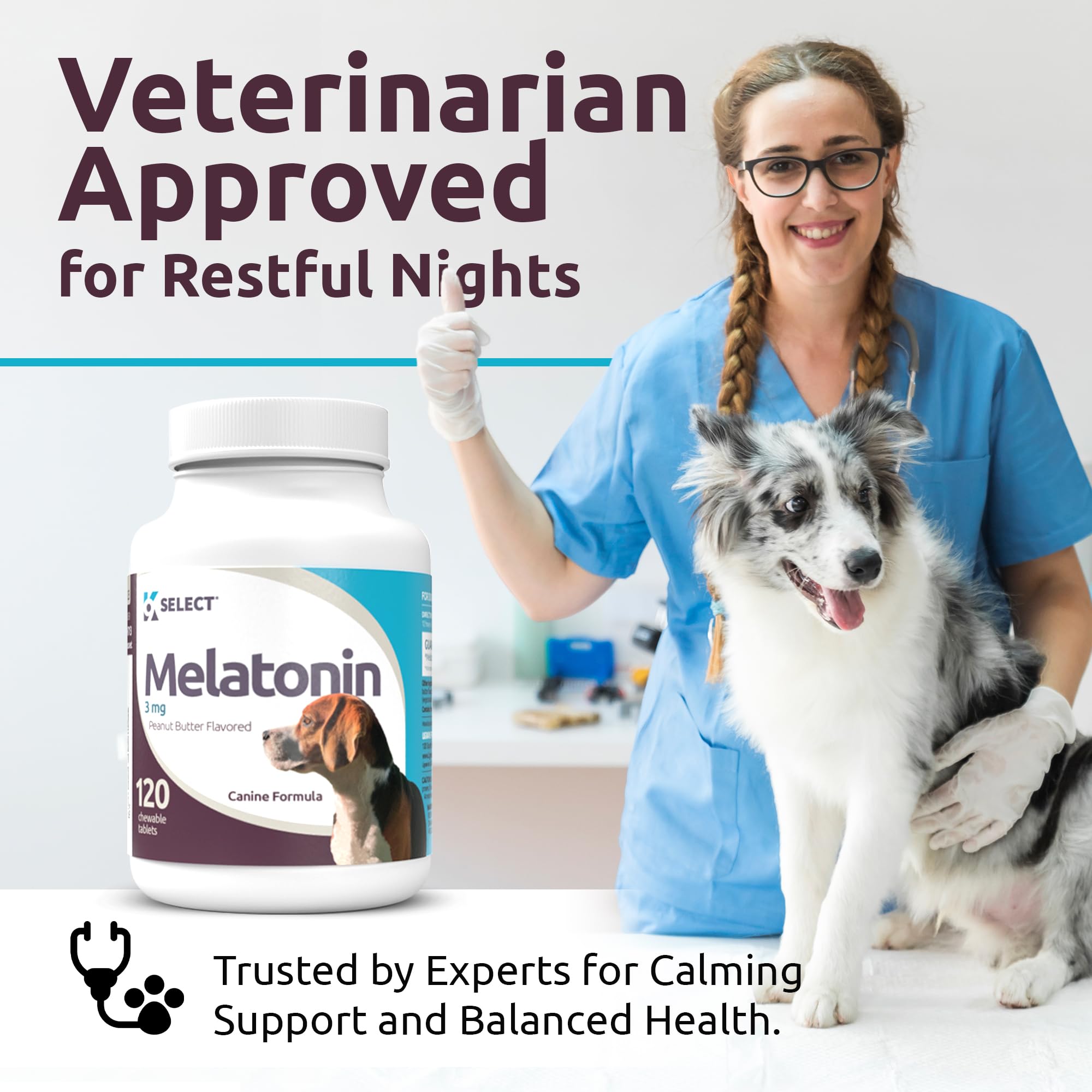 Melatonina de K9 Select para viajar con mascotas y reducir estrés.