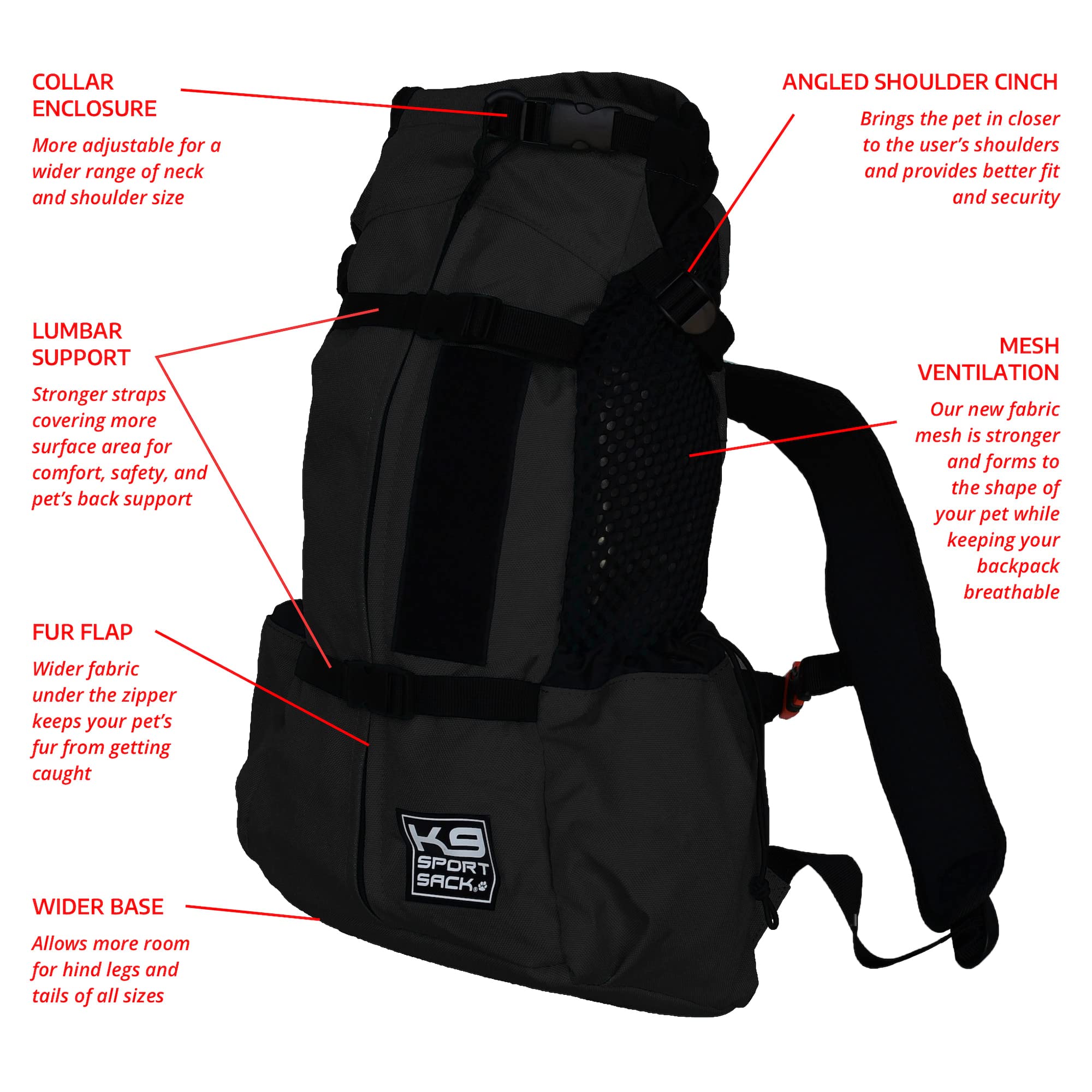 K9 Sport Sack Air 2 cierre de collar y arnés para mayor seguridad.