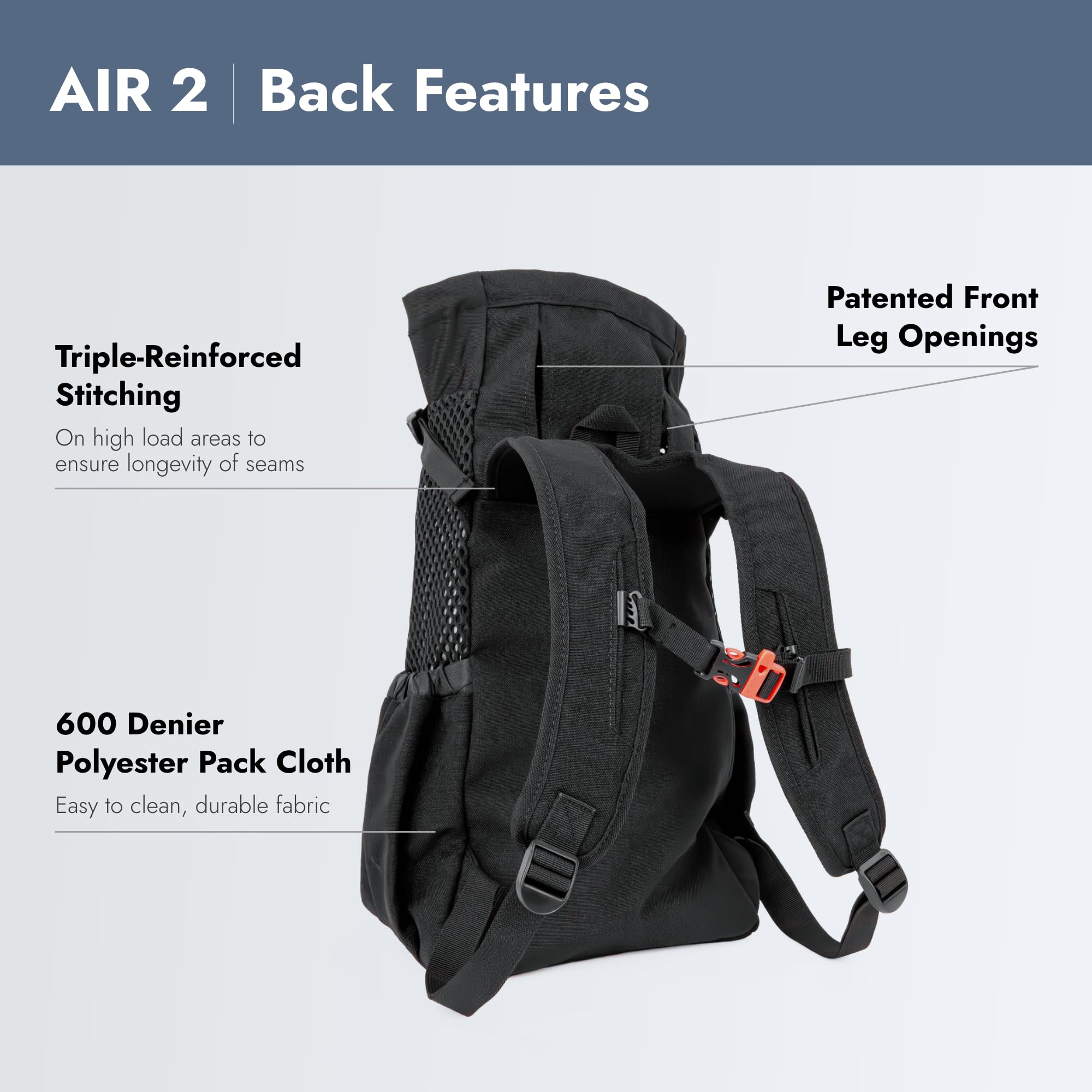 K9 Sport Sack Air 2 correas acolchadas con malla para mayor comodidad y respiración durante el uso.