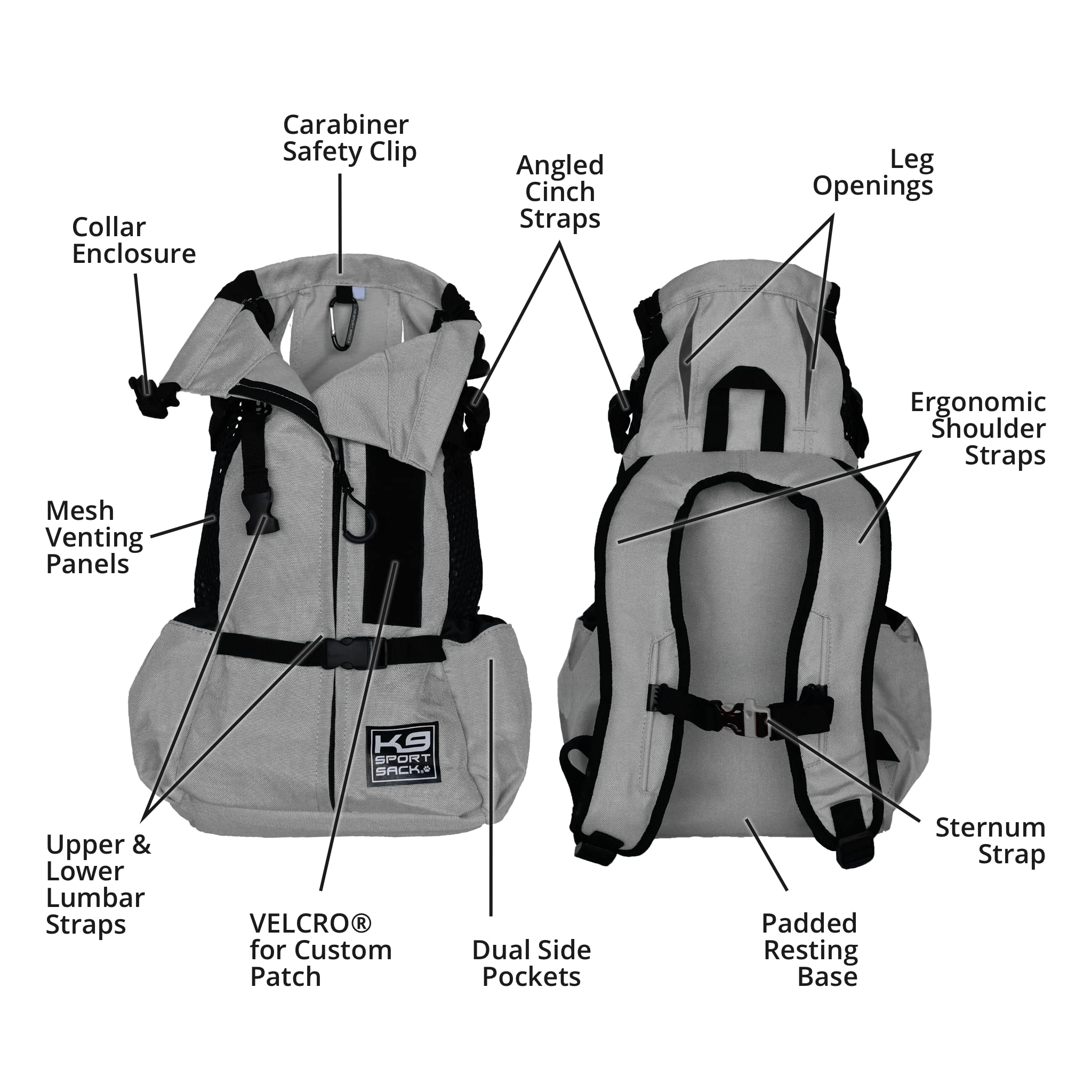 K9 Sport Sack Air 2 muestra malla macro amplia para mayor flujo de aire.