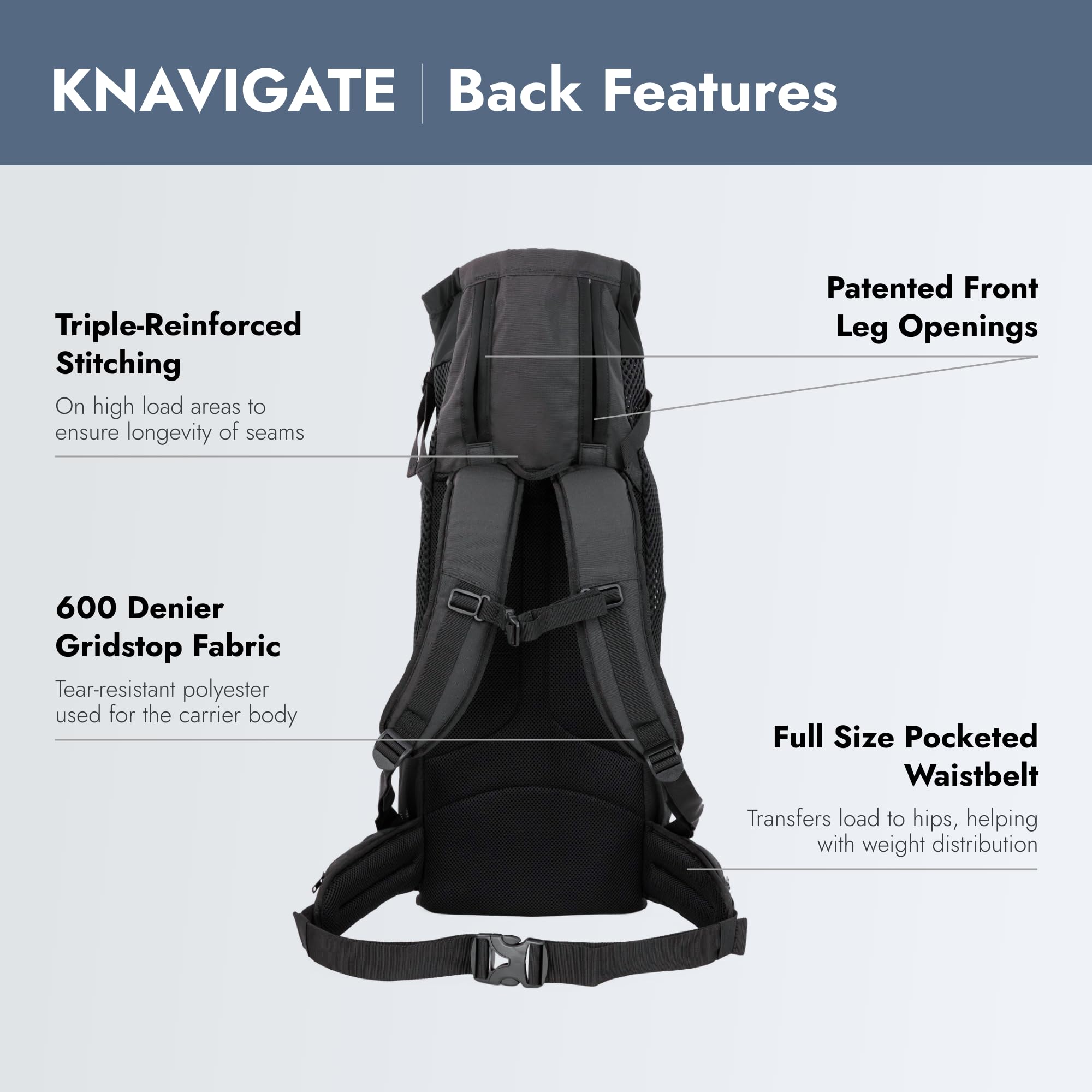 K9 Sport Sack Knavigate, malla de enfriamiento para flujo de aire y confort.
