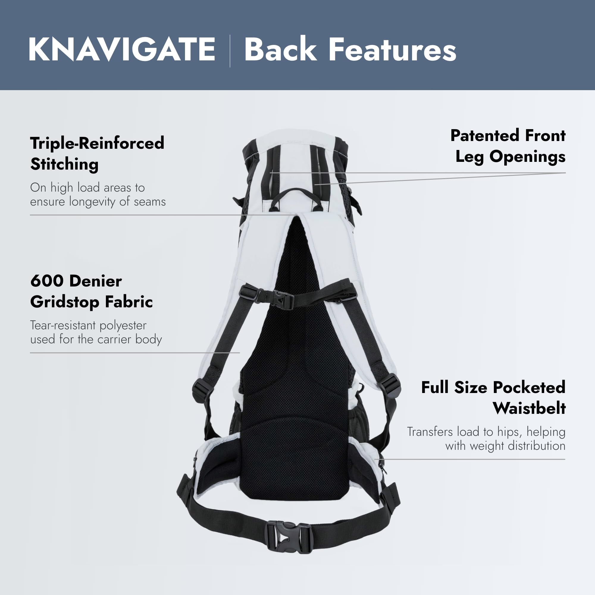 K9 Sport Sack Knavigate paneles de malla que permiten flujo de aire cómodo.