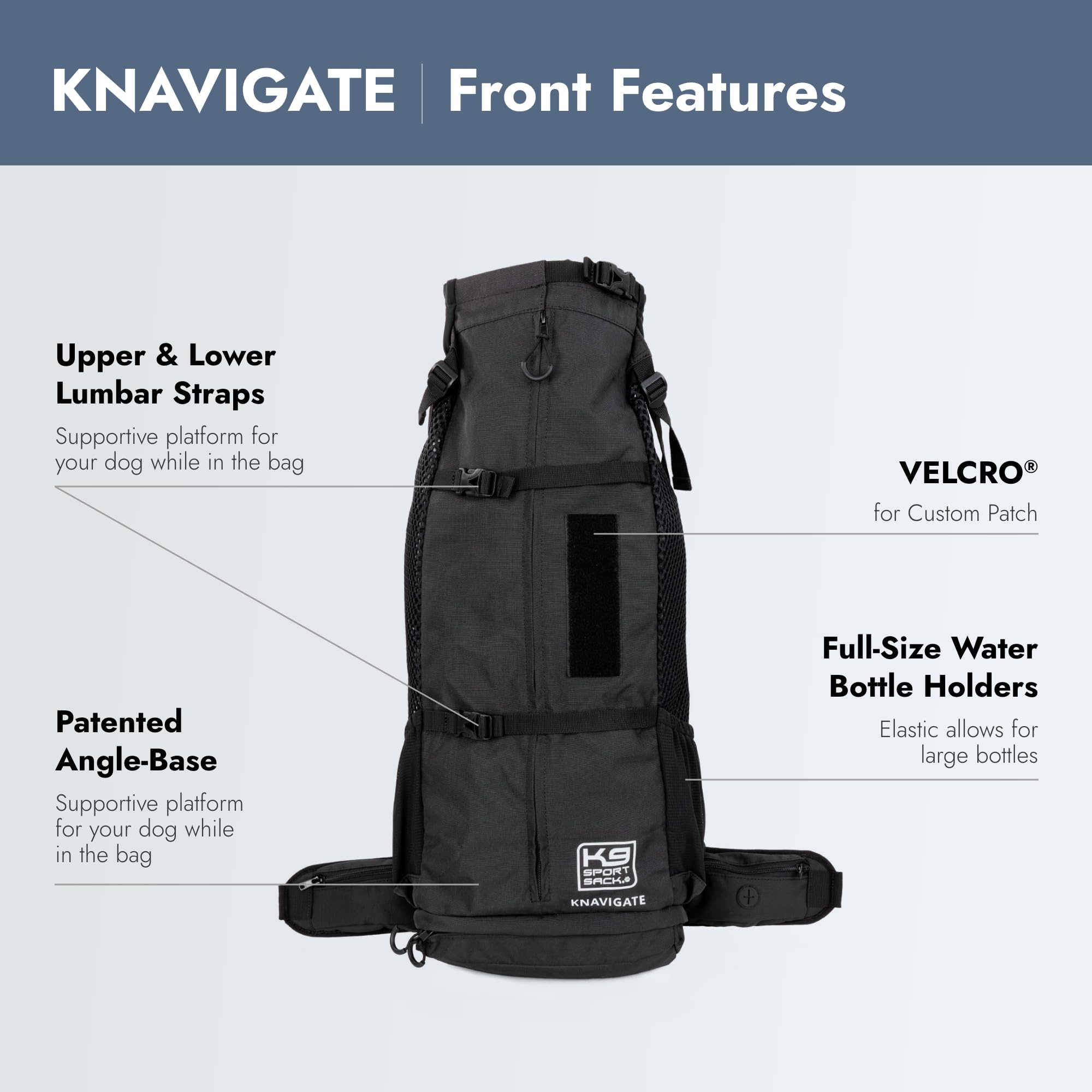 K9 Sport Sack Knavigate de talla extra grande, marco interno visible, mantiene forma durante el transporte.