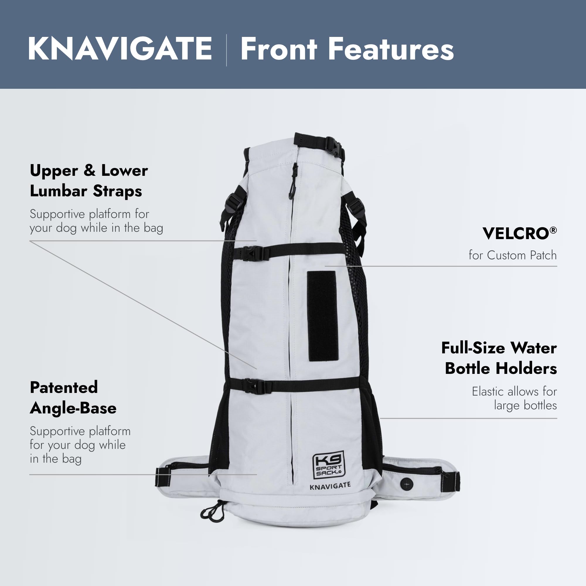 K9 Sport Sack Knavigate talla extragrande Lunar Rock, placa metalica de respaldo para mayor estabilidad durante el paseo
