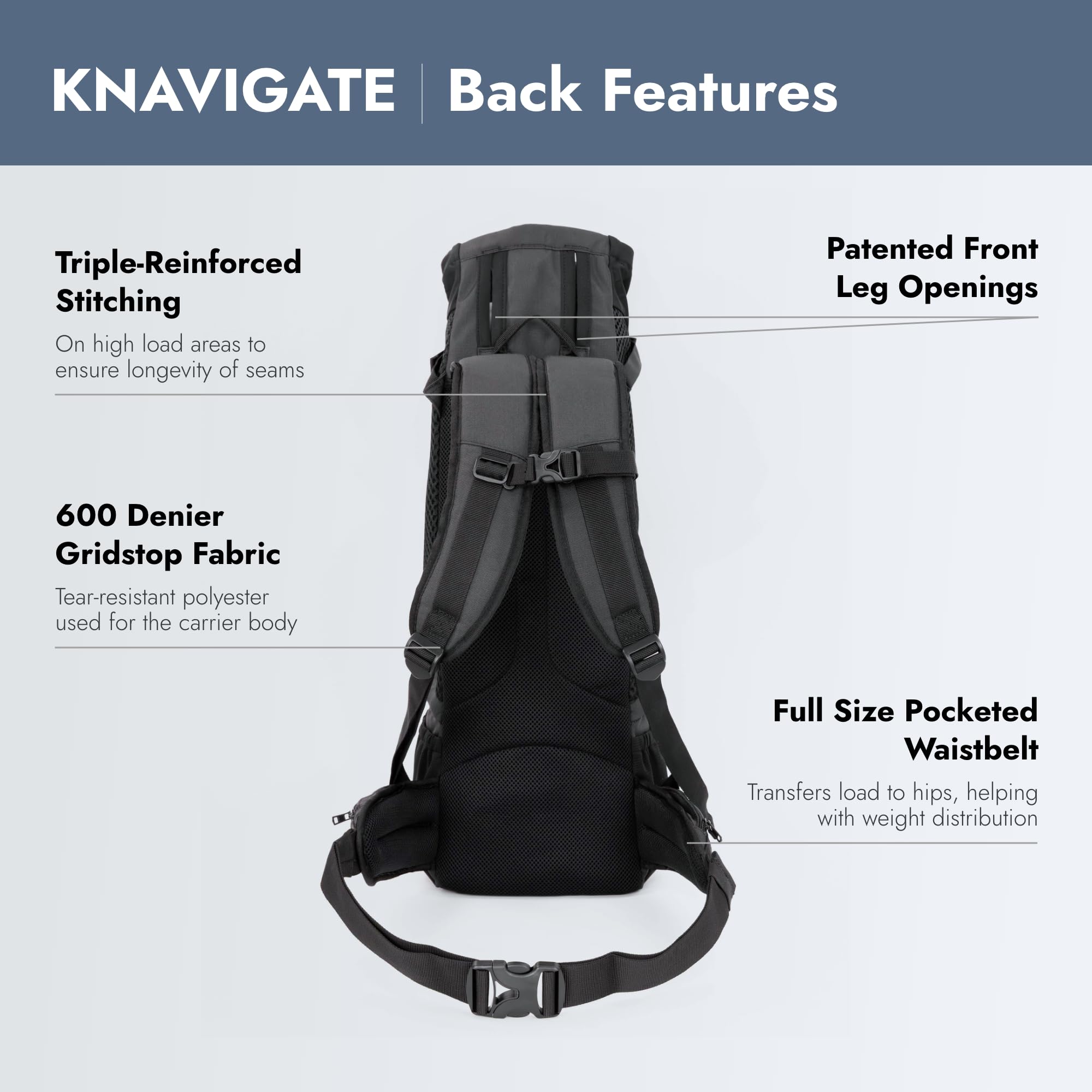 K9 Sport Sack Knavigate, ventilación de malla, enfriamiento natural durante caminatas.