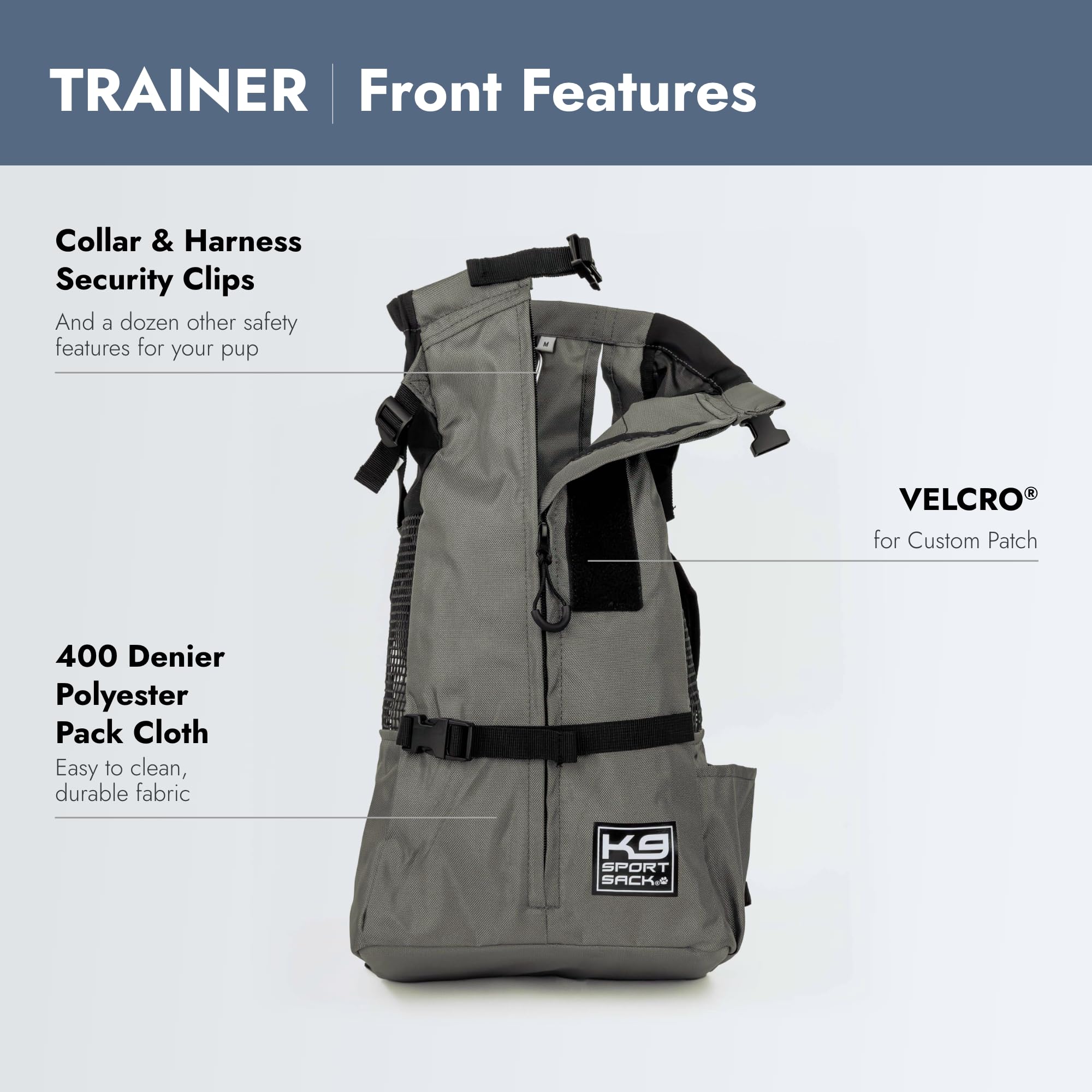 K9 Sport Sack Trainer, soporte lumbar, estructura estable para caminatas urbanas.