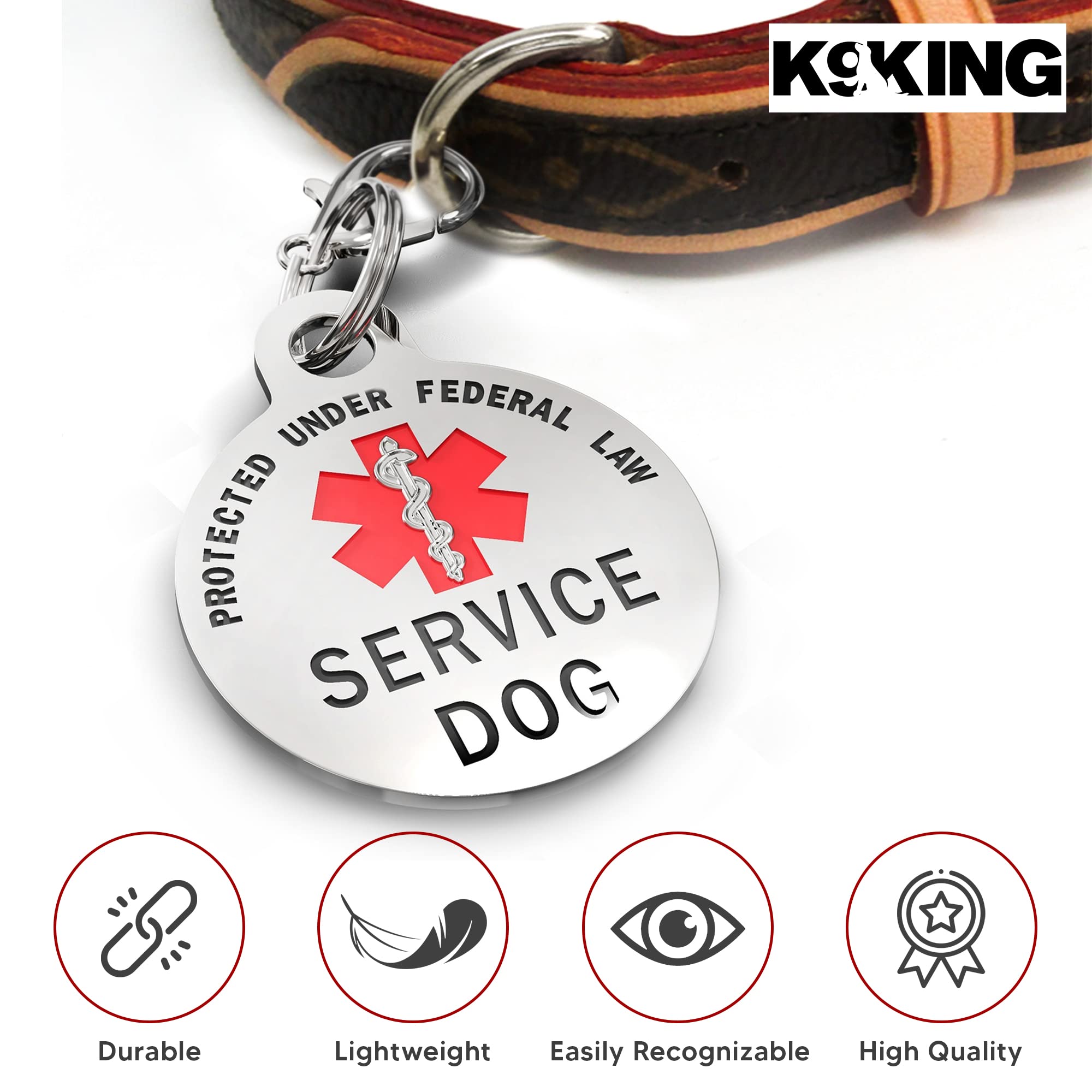K9King etiqueta 1-25 pulgadas en acero inoxidable duradera y legible