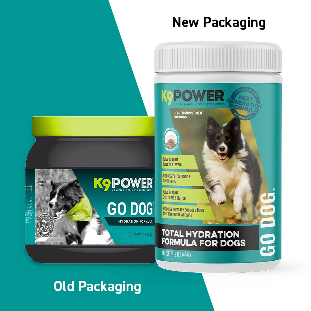 K9 Power Go Dog, perro bebiendo, apoyo de energía para sesiones largas.