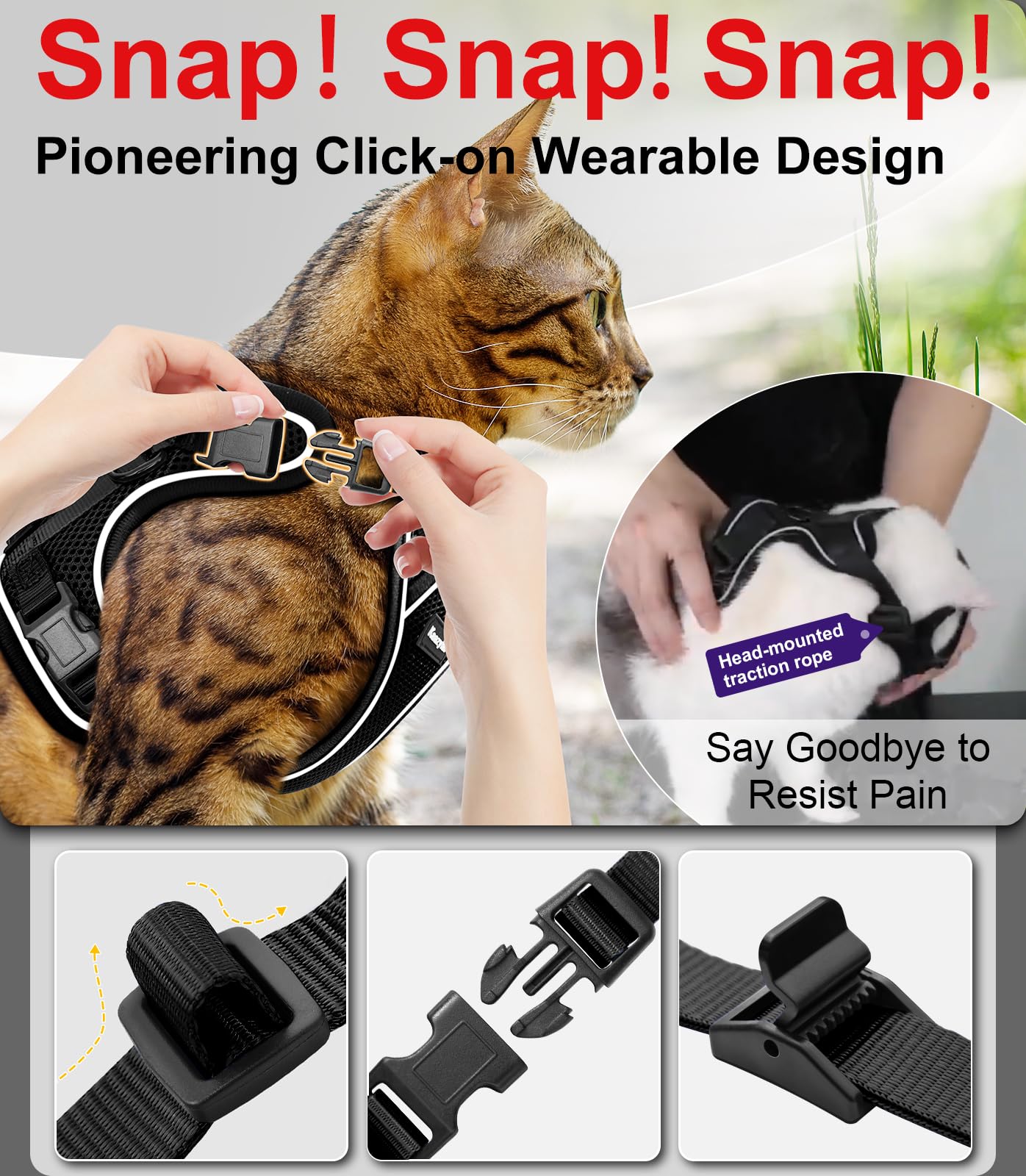 Kaazylab arnés gato doble capa protección para seguridad