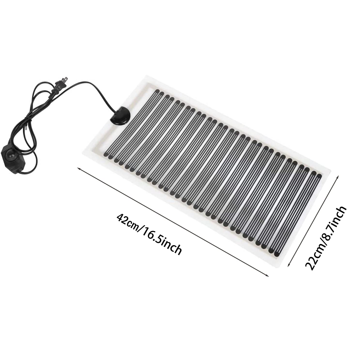 Kabasi Reptile Heat Pad, dimensiones 16,5 x 8,7 pulgadas, control de temperatura.
