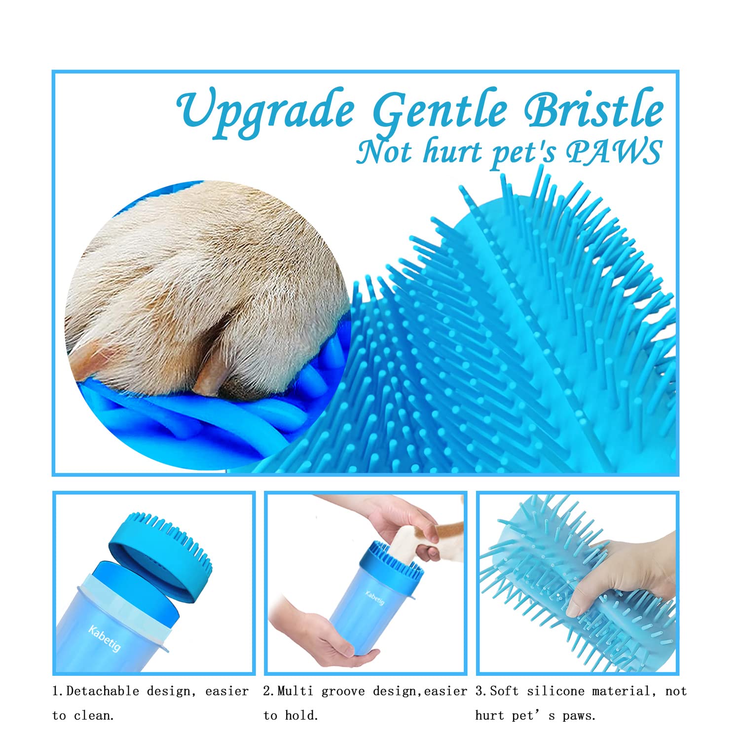 Kabetig cepillos de silicona para patas, limpieza suave