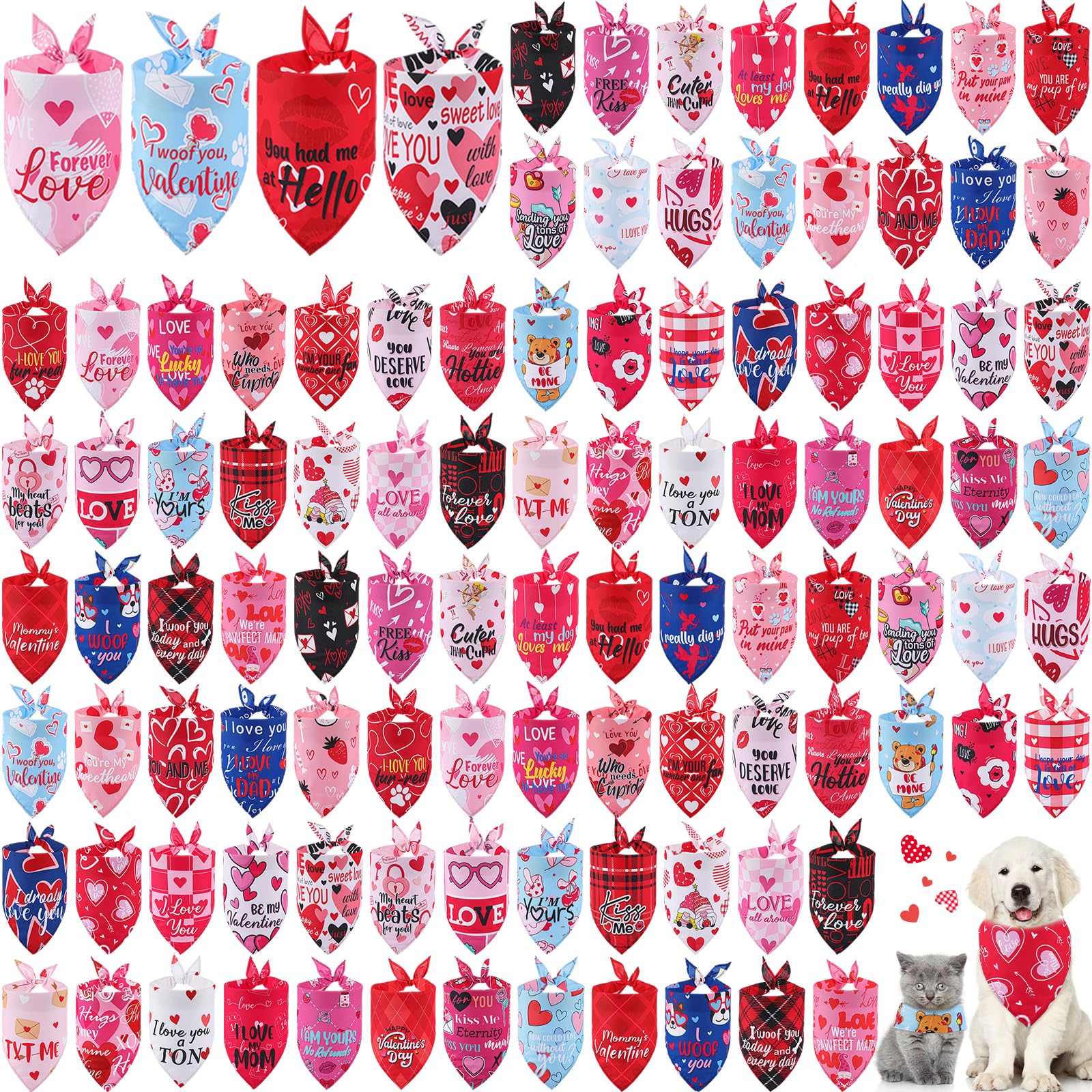 Bandana de Kacctyen para perro con corazones, festiva y atractiva