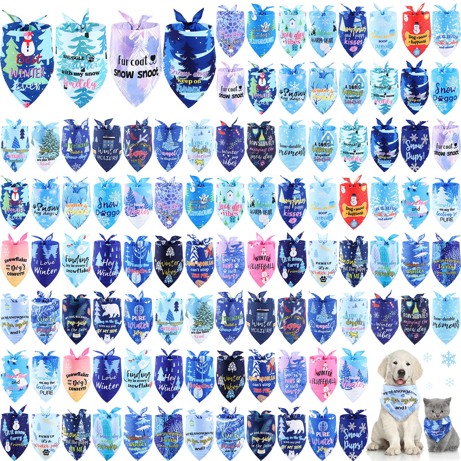 Kacctyen bandanas para perros: juego de 100 piezas con diseños invernales.
