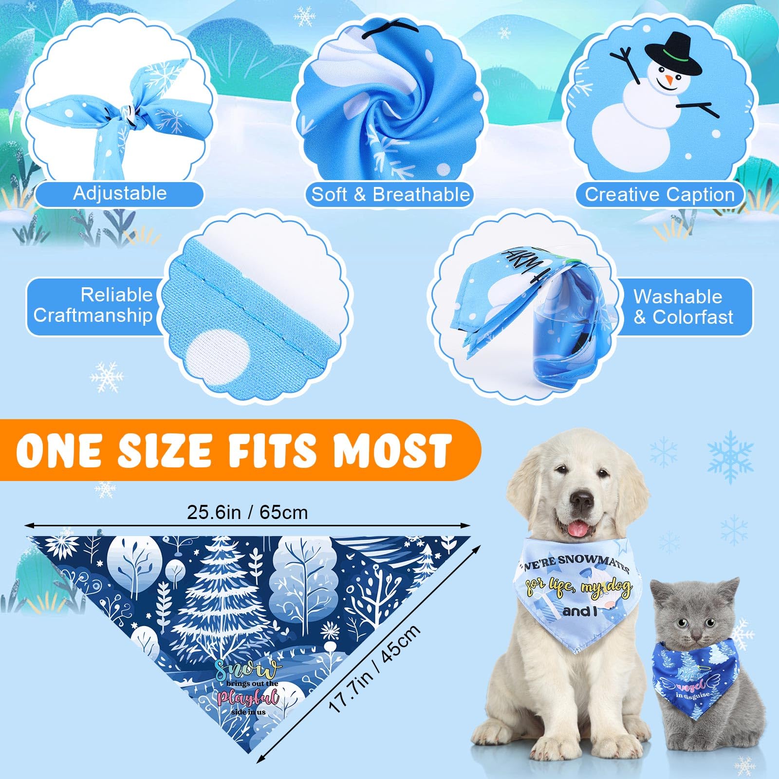 Kacctyen bandanas para perros: poliéster suave y transpirable.