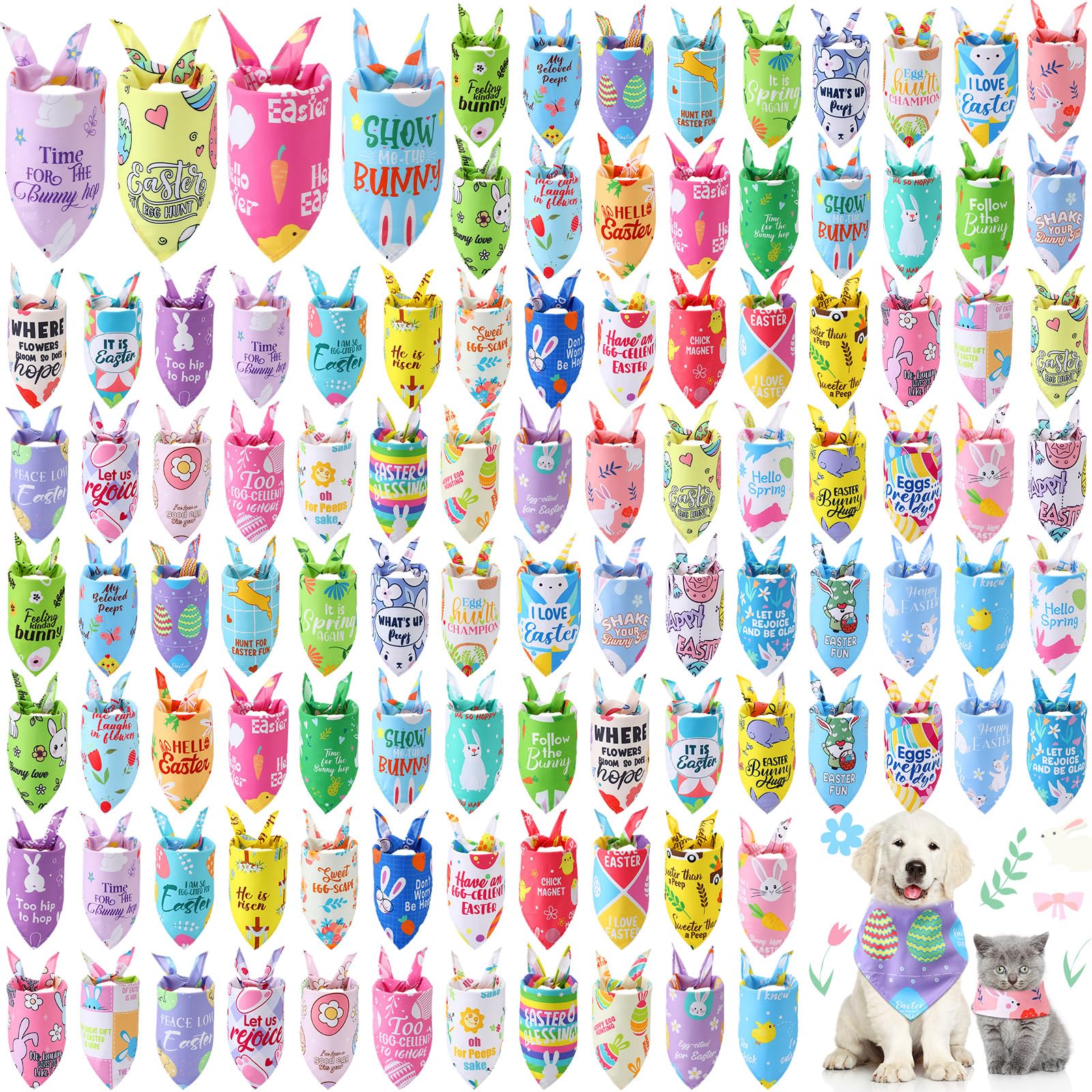 Kacctyen bandanas para perro Pascua, 100 piezas para combinar estilos festivos.