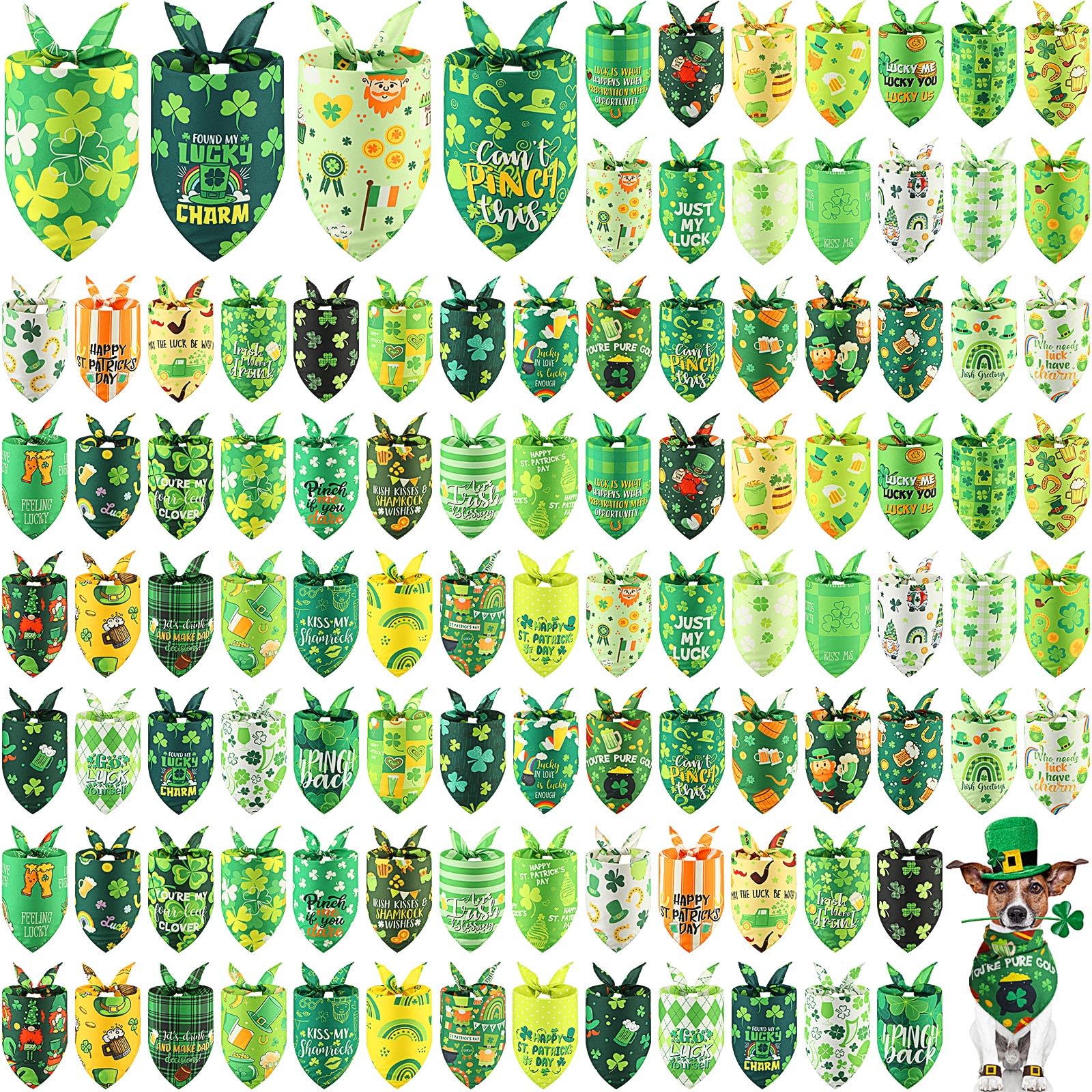 Kacctyen bandana para perro con temática de San Patricio multicolor, ideal para fiestas.