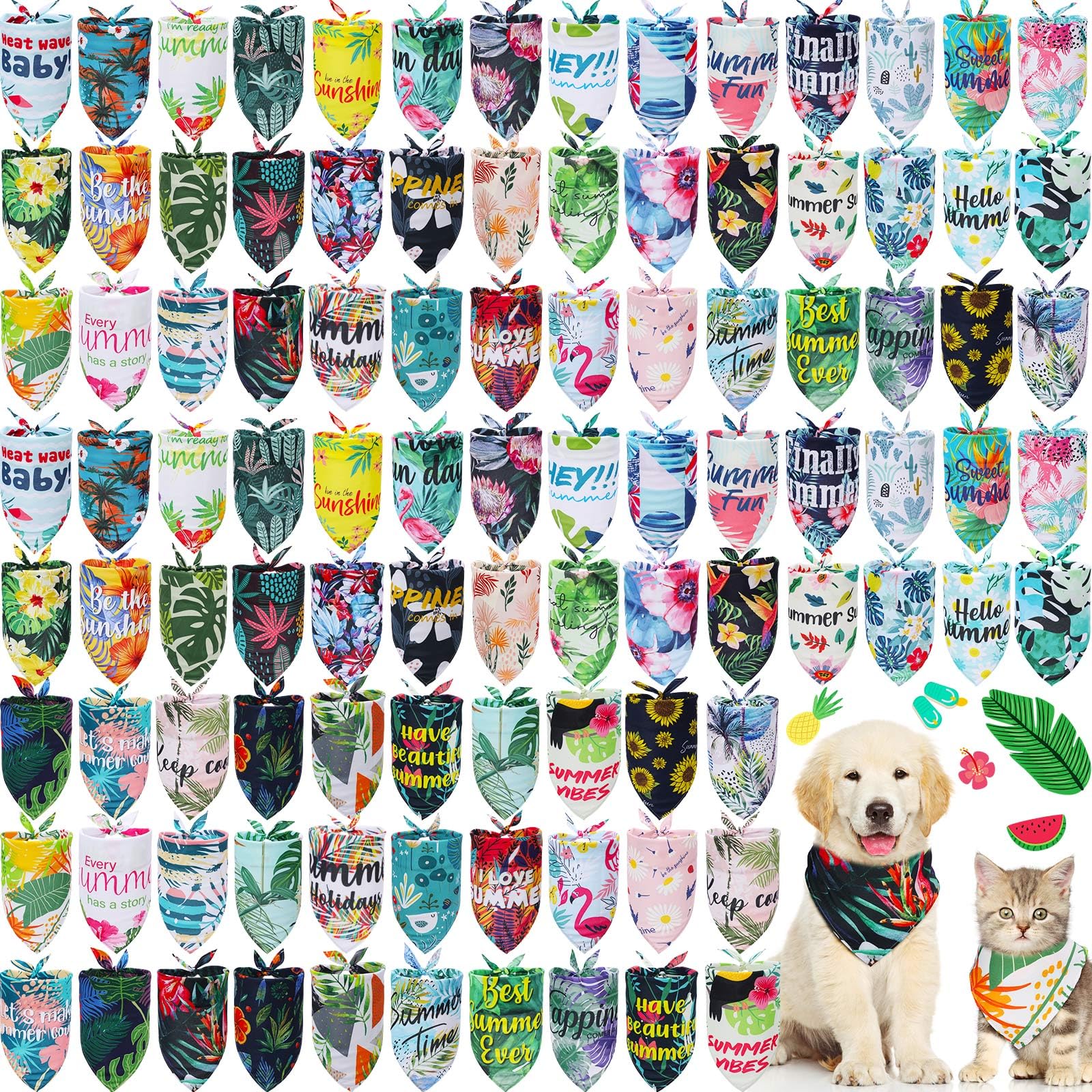 Kacctyen bandanas para perro con motivos veraniegos, ideales para paseos y sesiones de fotos.