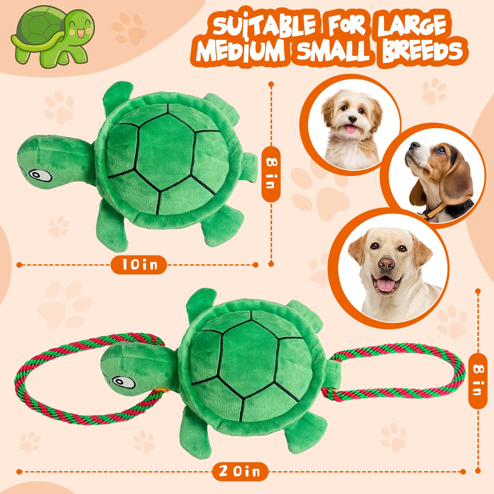 Kachewlulu tortuga grande, dimensiones 7,5x8 pulgadas apta para varias tallas.