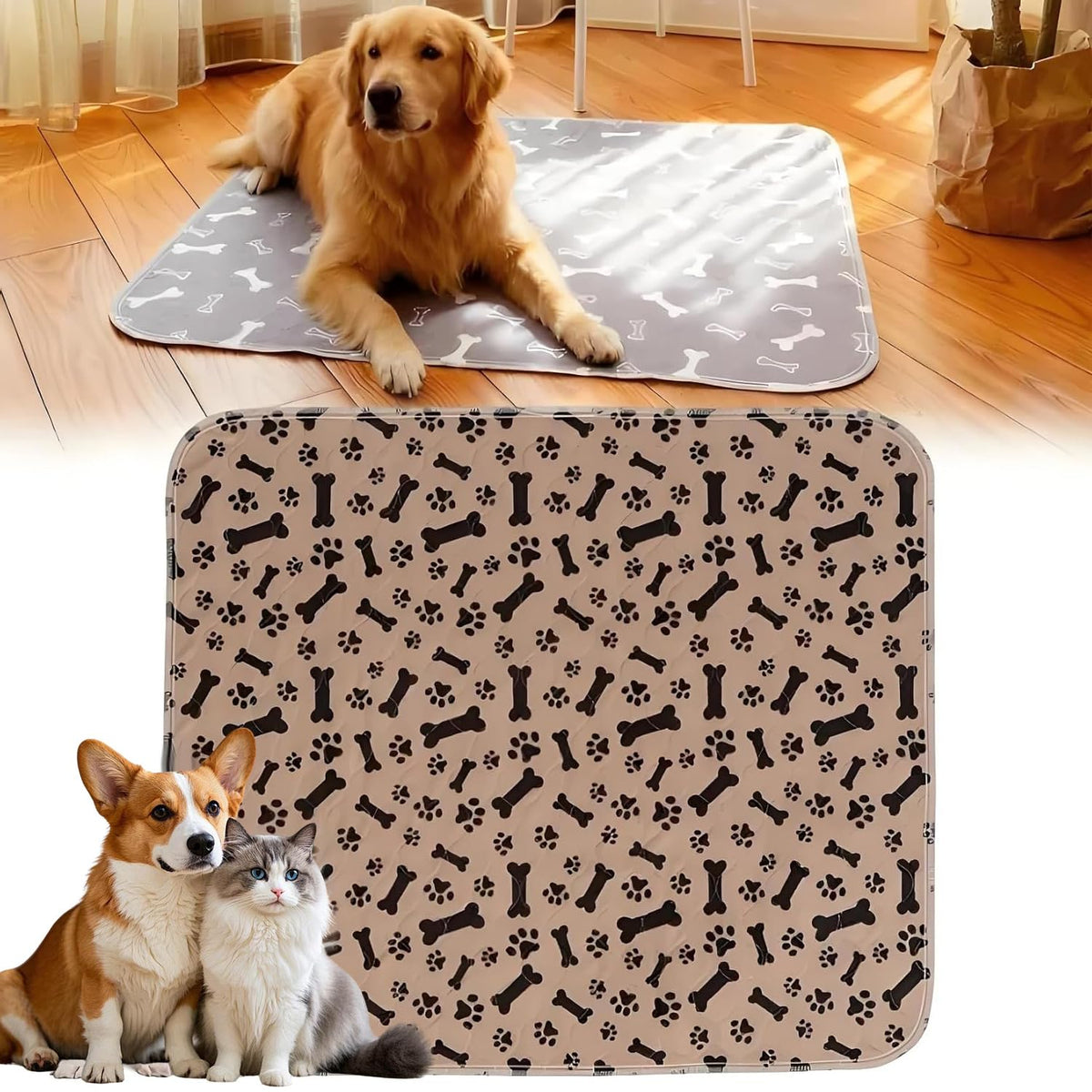 Kacitalone almohadillas para cachorros con control de olor; uso diario en casa.
