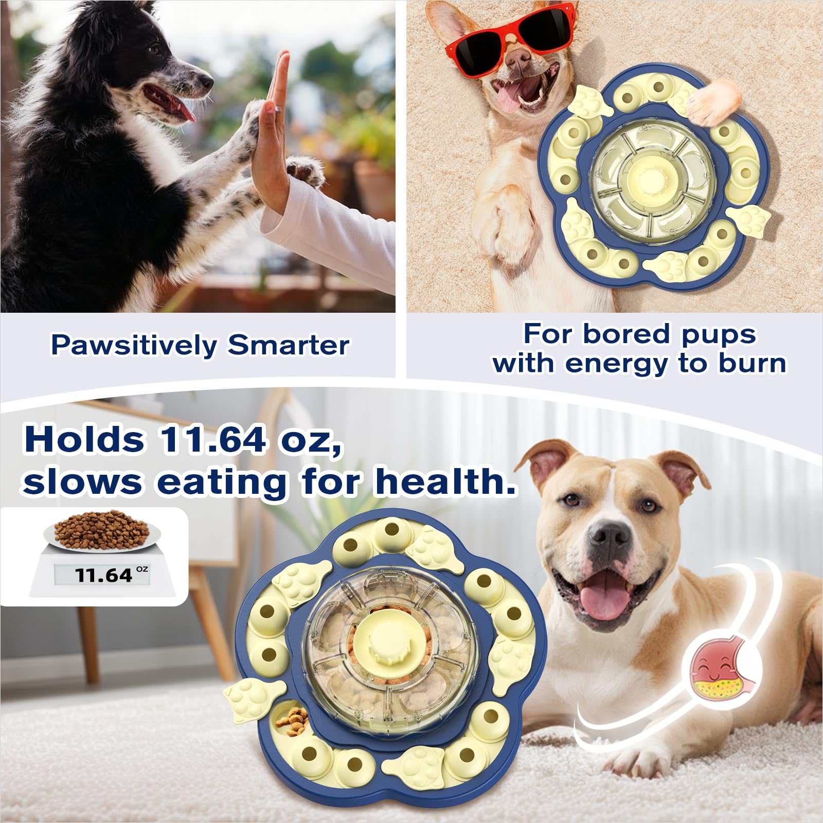 KADTC modo de alimentación lenta para perros; favorece comer más despacio durante el juego.