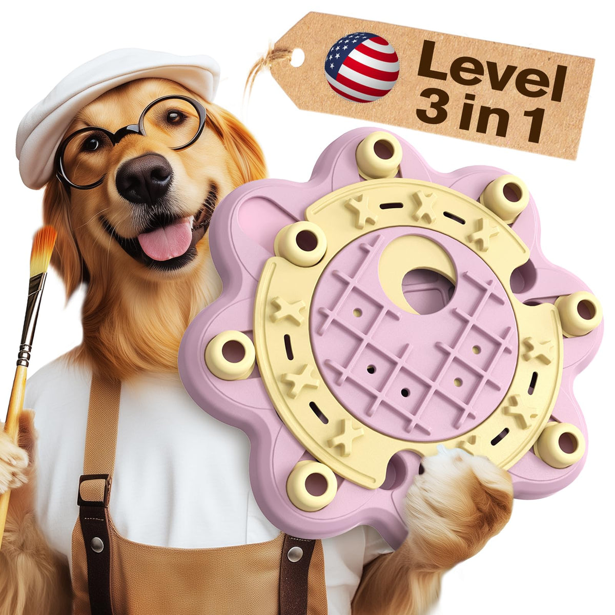 KADTC Juguete rompecabezas para perros con tres niveles para diversión diaria