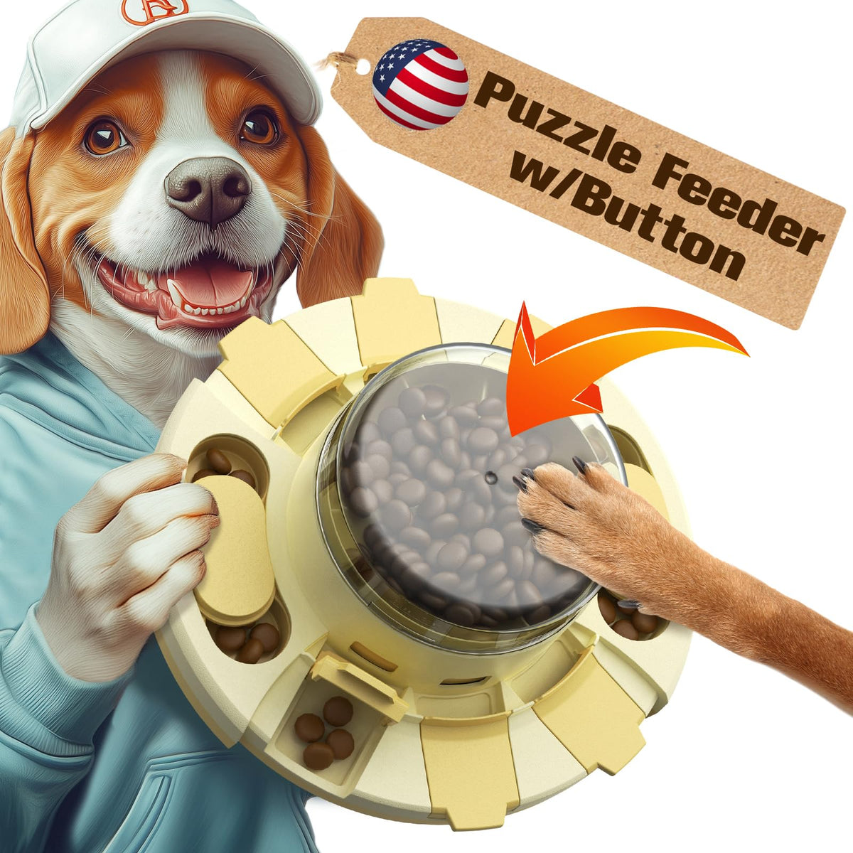 KADTC puzzle para perros dos niveles, vista frontal, estimula la inteligencia con juego diario.