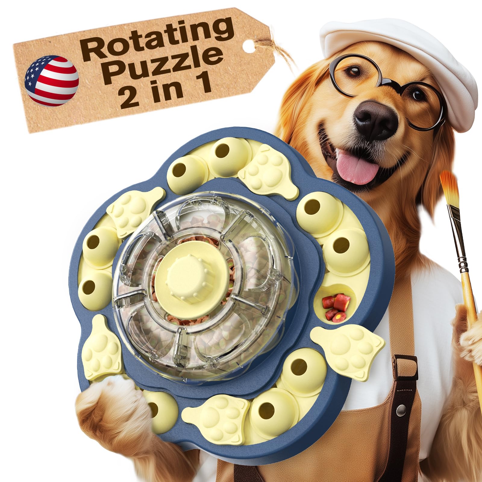KADTC rompecabezas para perros con rotación, tres niveles de desafío para estimular la mente.