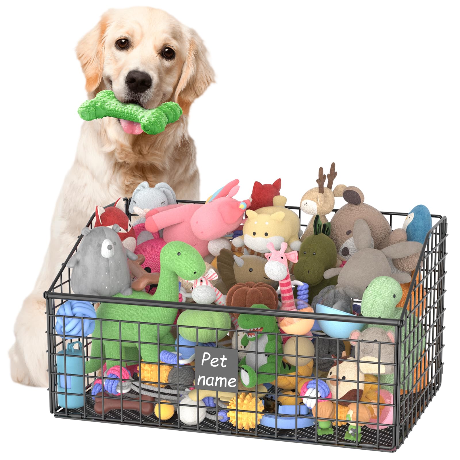 Kaiferty canasta indestructible para juguetes de perro, almacenamiento duradero para juegos diarios.