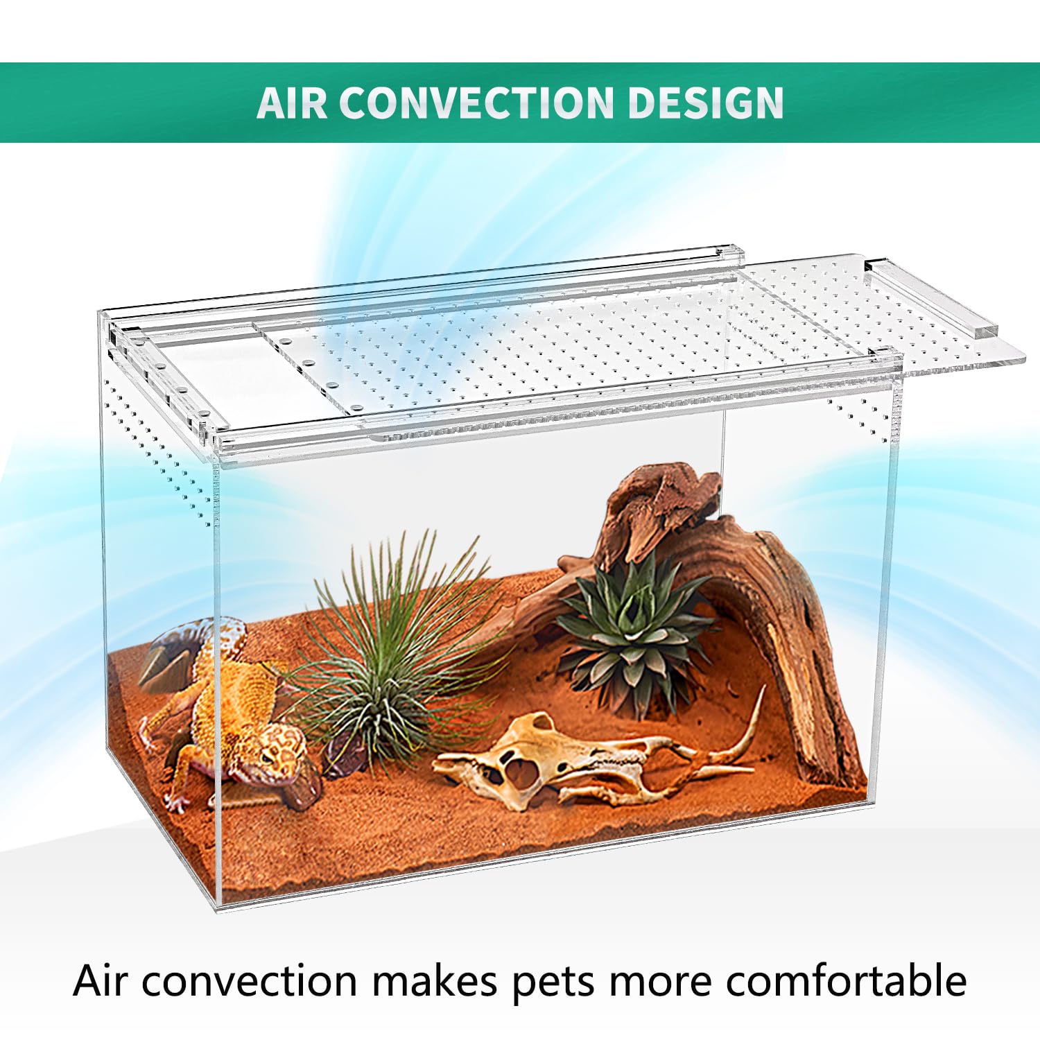 KAKOOTI Terrario Reptil acrílico transparente, diseño claro para observar reptiles.