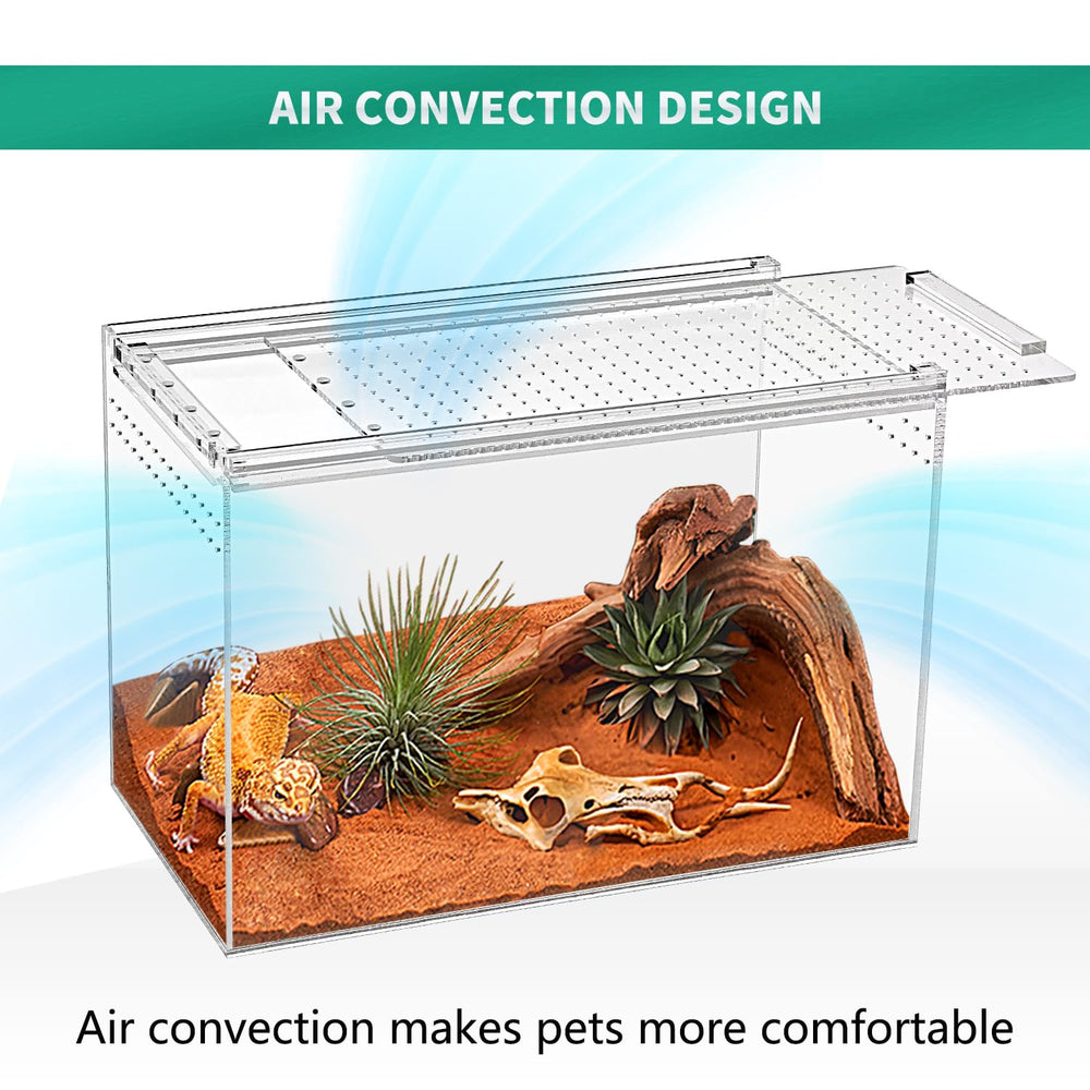 KAKOOTI Terrario Reptil acrílico transparente, diseño claro para observar reptiles.