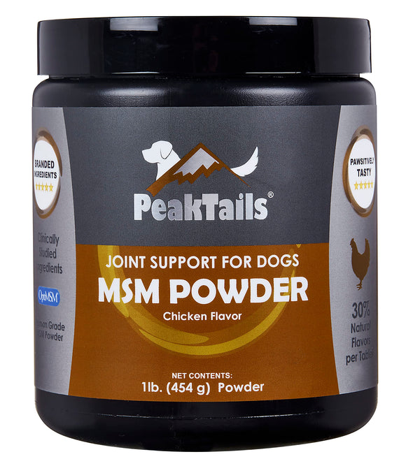 KALA HEALTH PeakTails MSM en bote, formato práctico para la dosificación diaria.